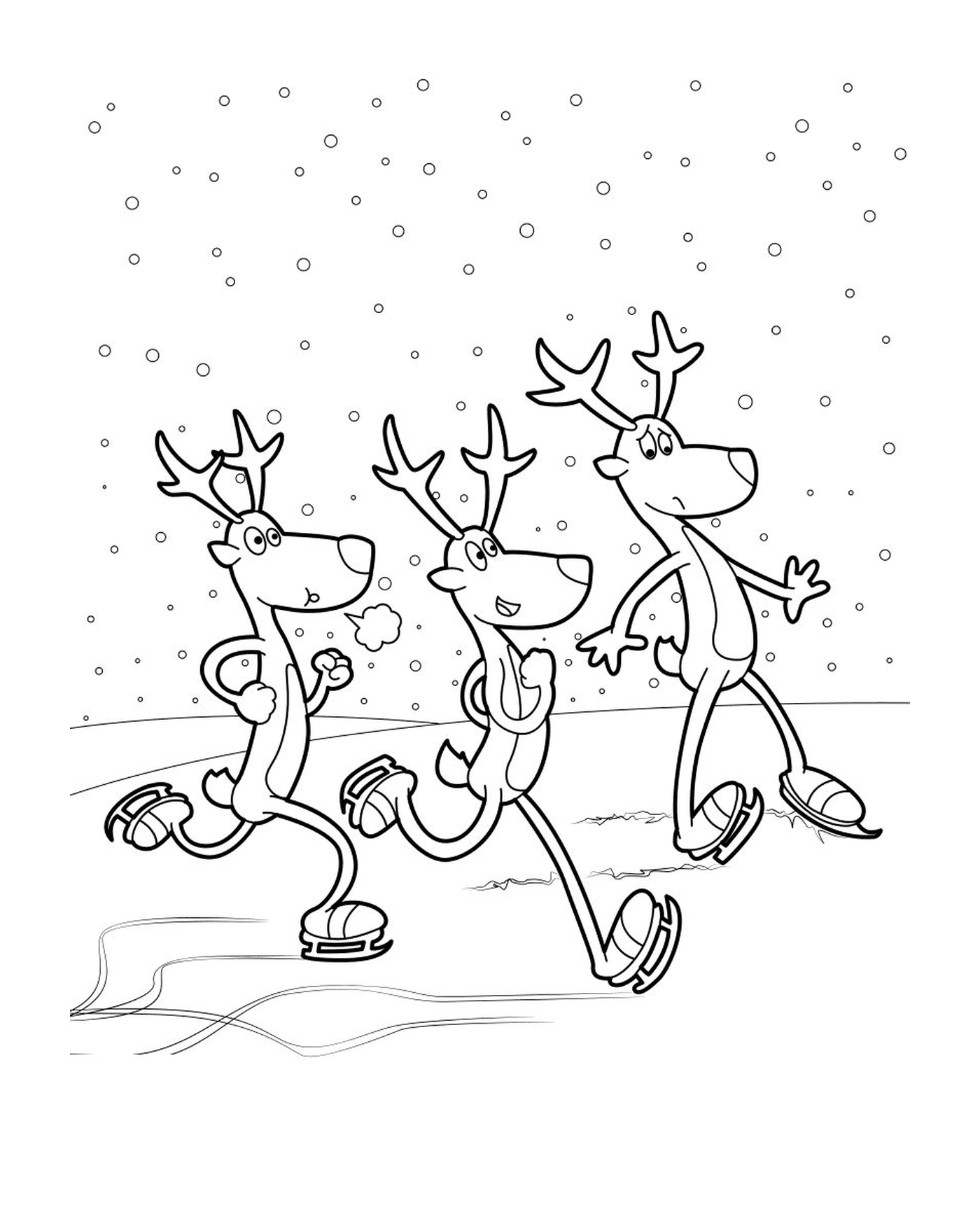 coloriage trois rennes de noel Danseuse Fringant Comete