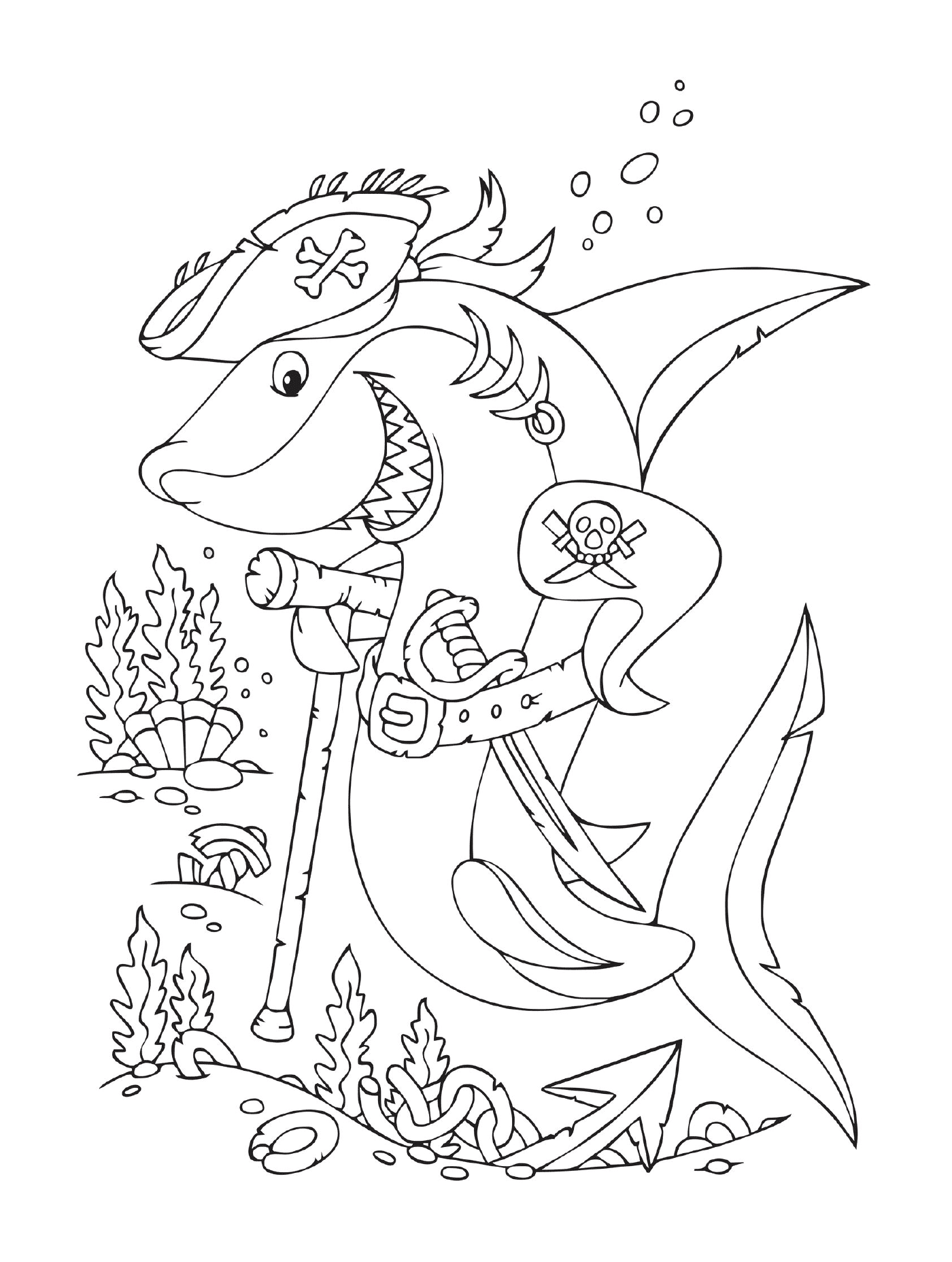 coloriage requin pirate animal marin