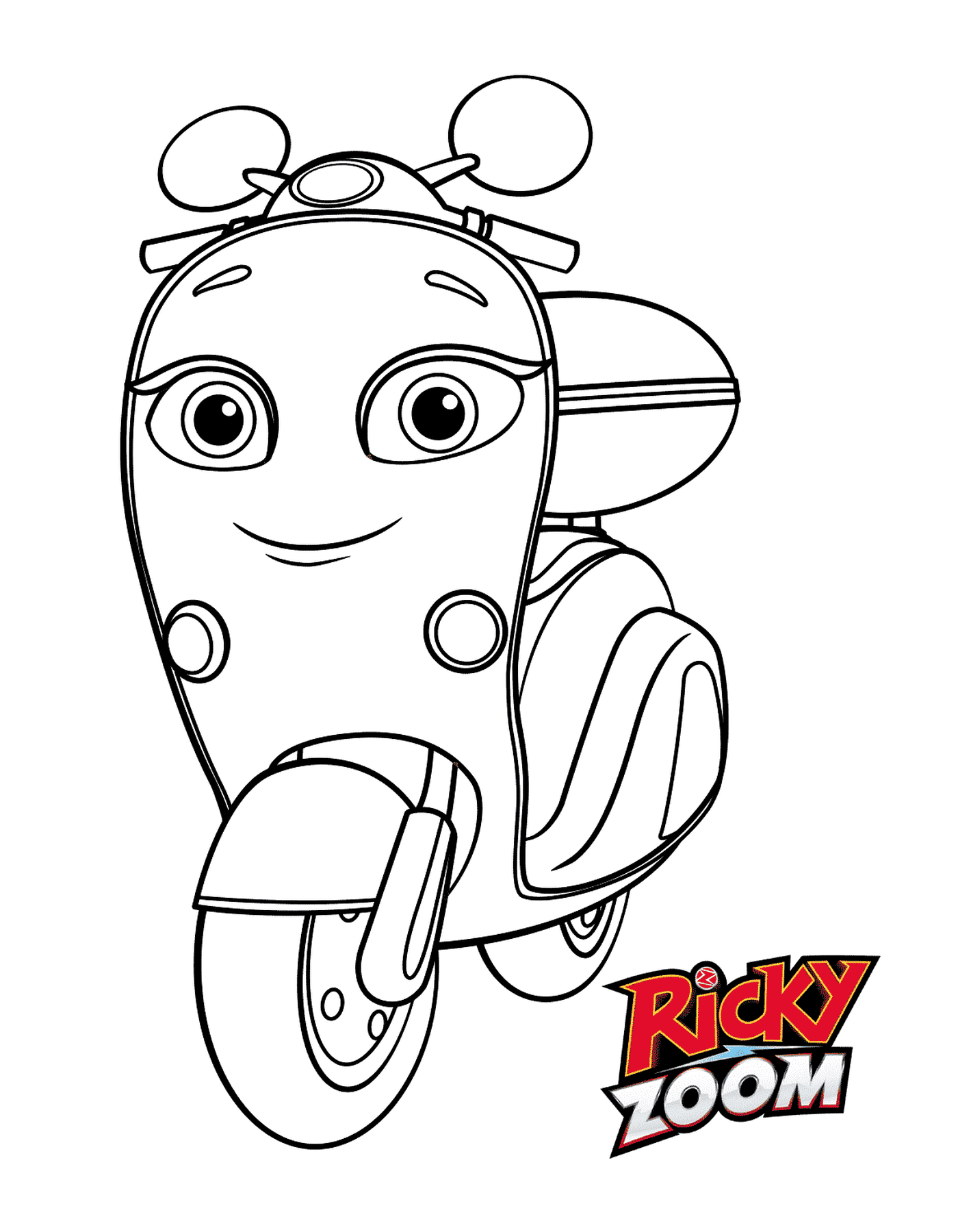 coloriage Scooter jaune Scootio Whizzbang