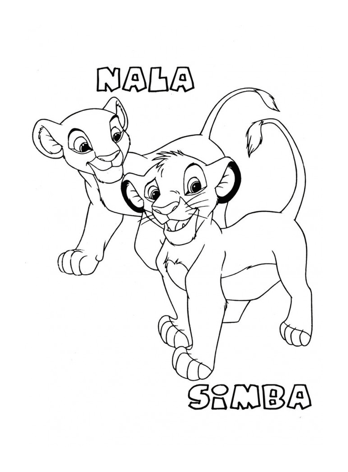 coloriage simba et nala bebe roi lion