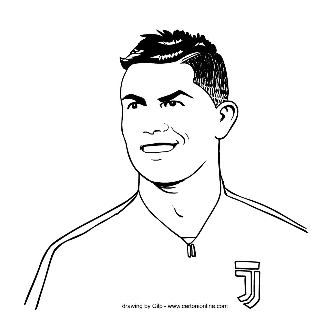 coloriage Cristiano Ronaldo joueur de foot confiant