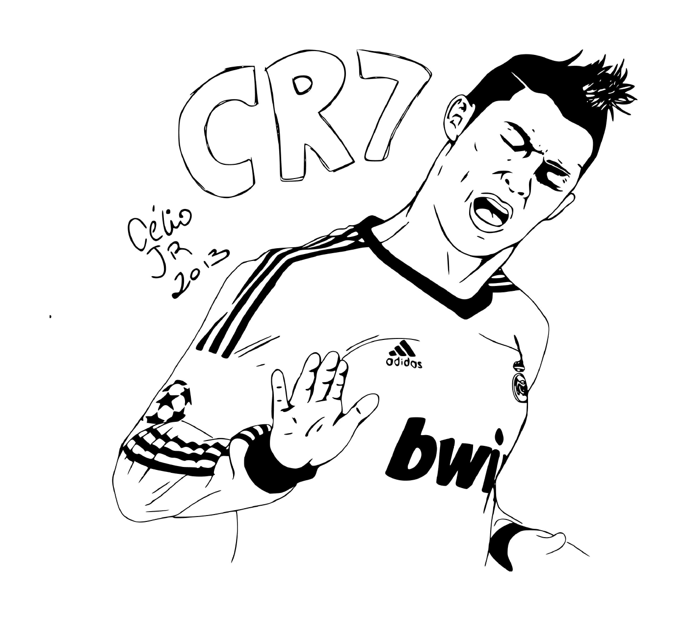 coloriage CR7 Ronaldo Calma Calma Real Madrid Adidas