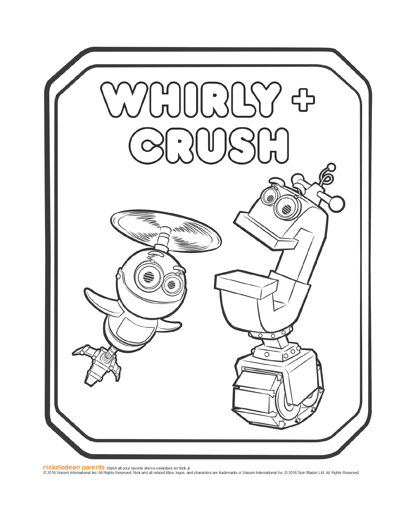 coloriage Rusty Rivets Whirly and Crush Coloring Page
