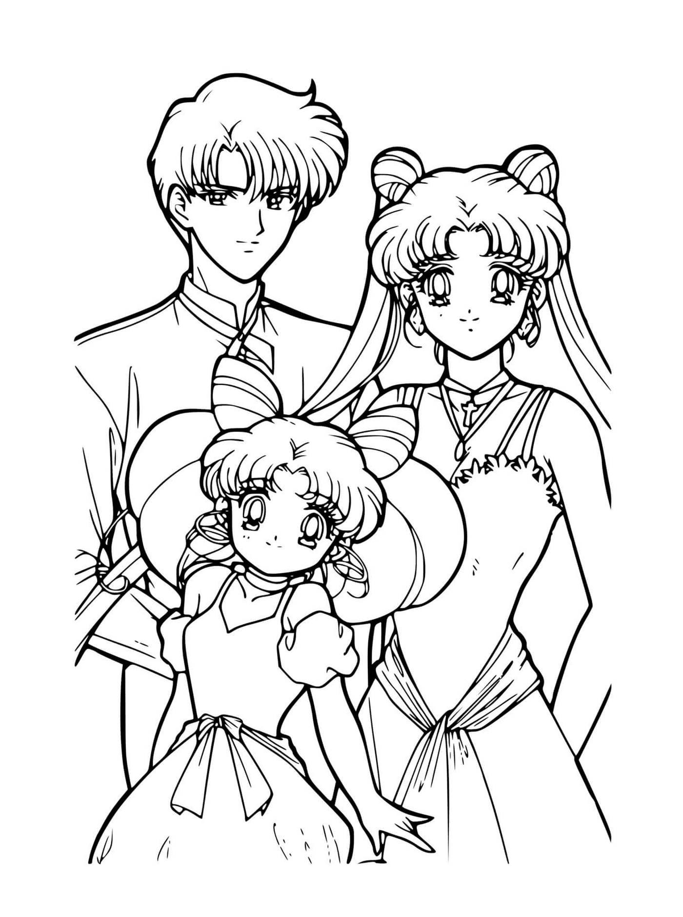 coloriage Sailor Moon Family moment