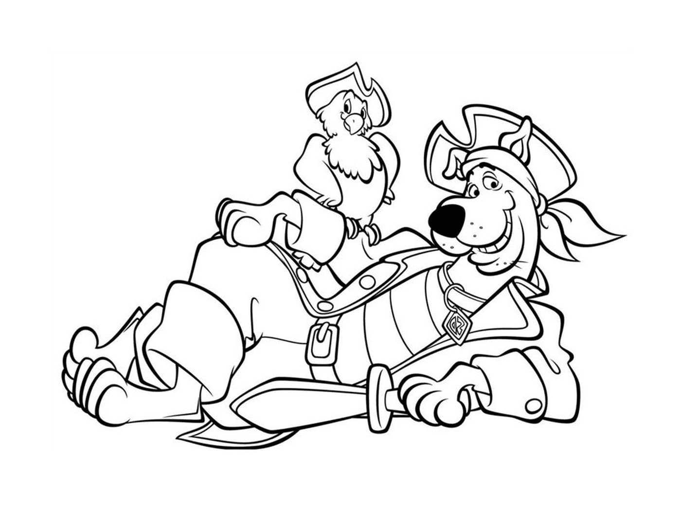 coloriage scooby doo pirate peroquet