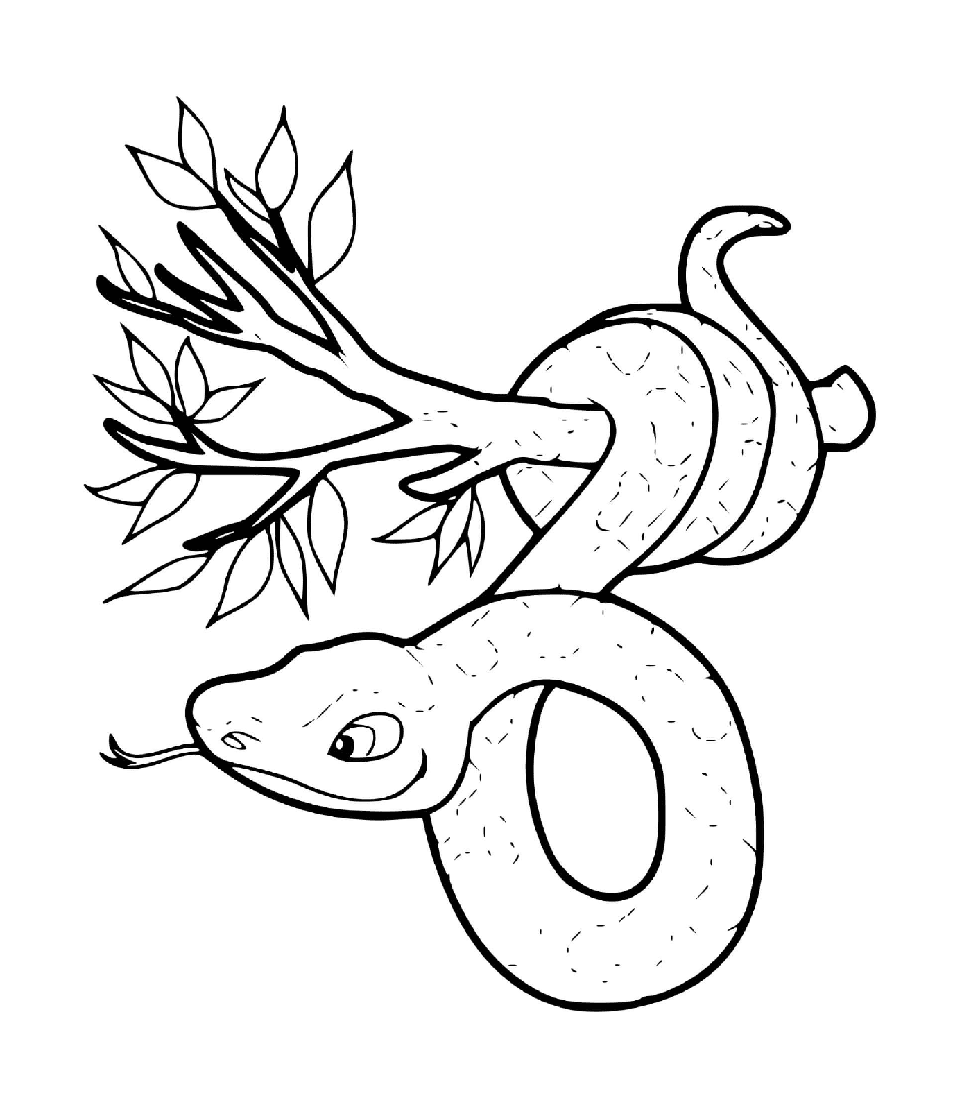 coloriage serpent sur un arbre
