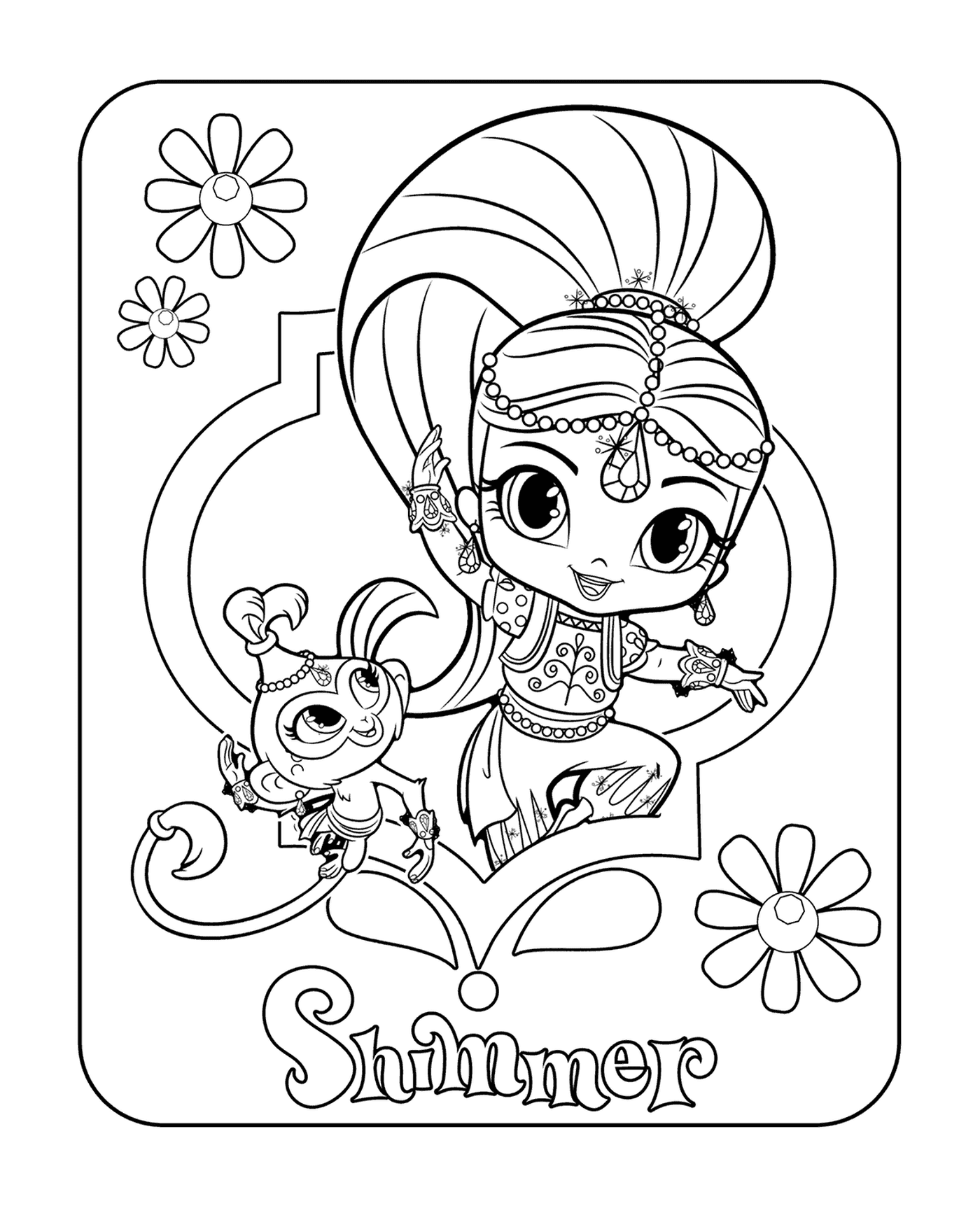 coloriage Sweet Genie Shimmer and Pet Monkey