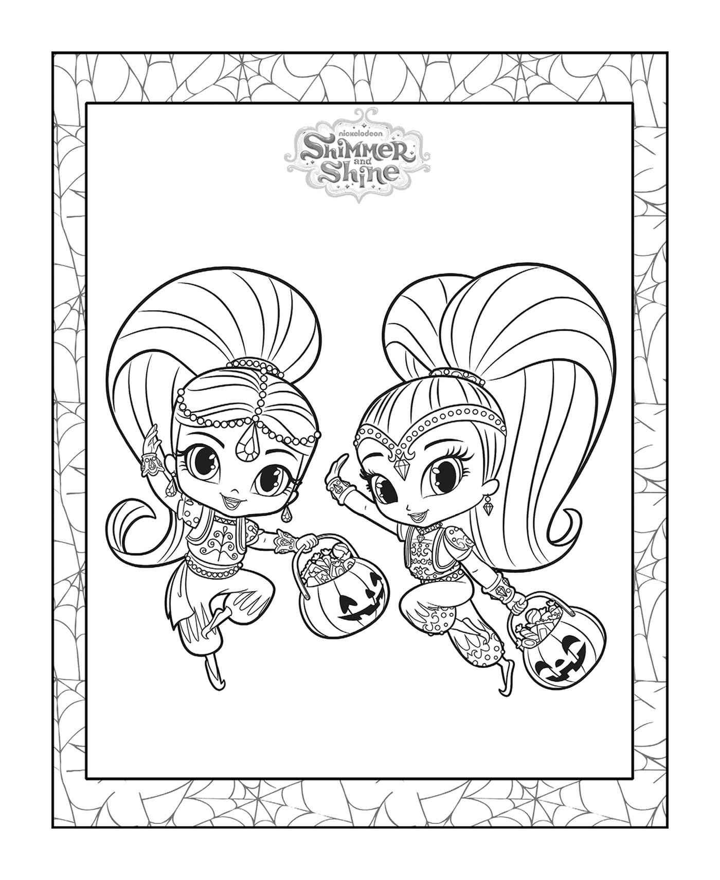 coloriage shimmer et shine Halloween Pack