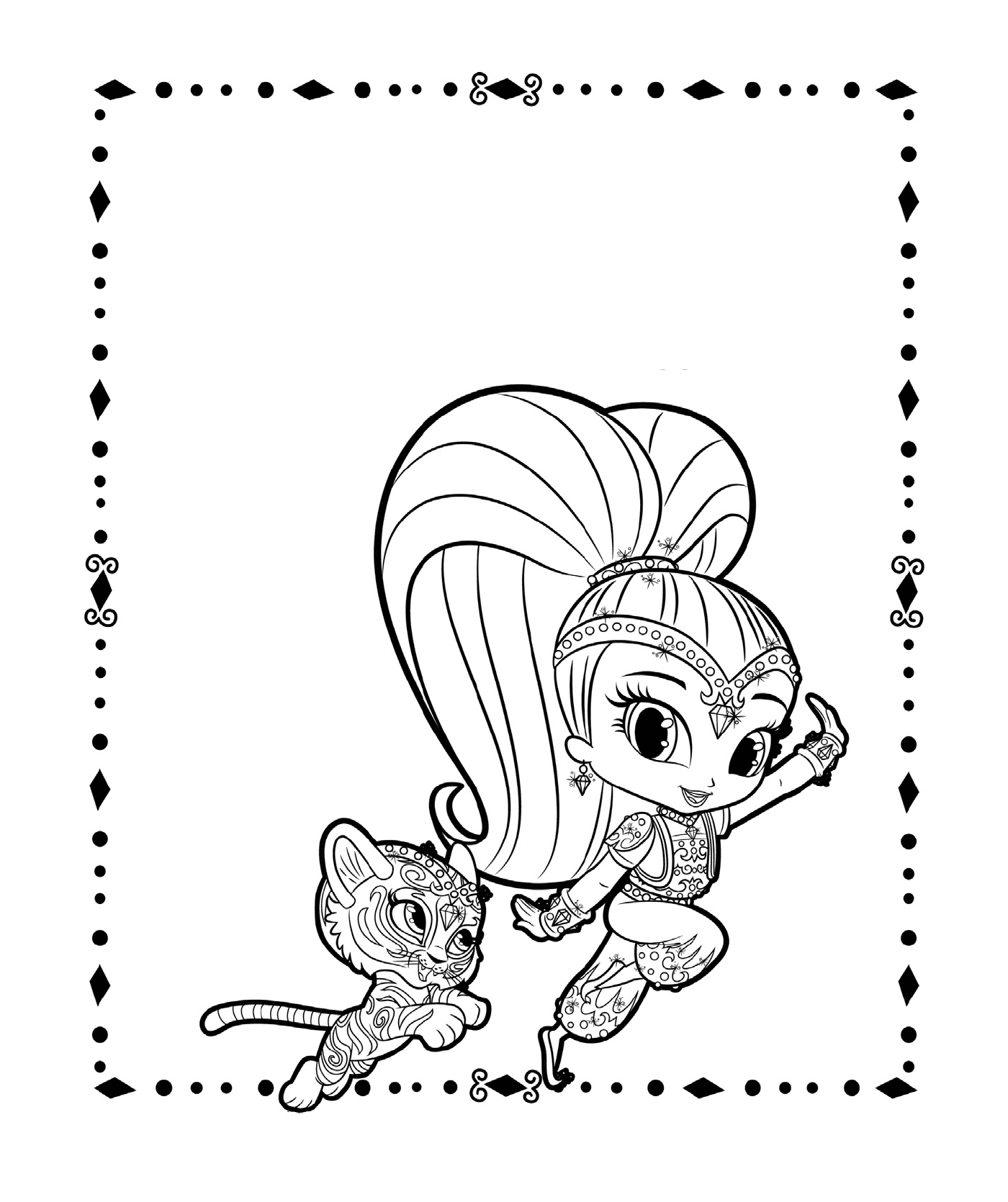 coloriage Shine and Tiger from shimmer et shine
