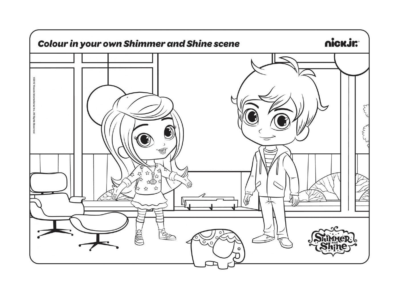 coloriage Colour in your own shimmer et shine Scene