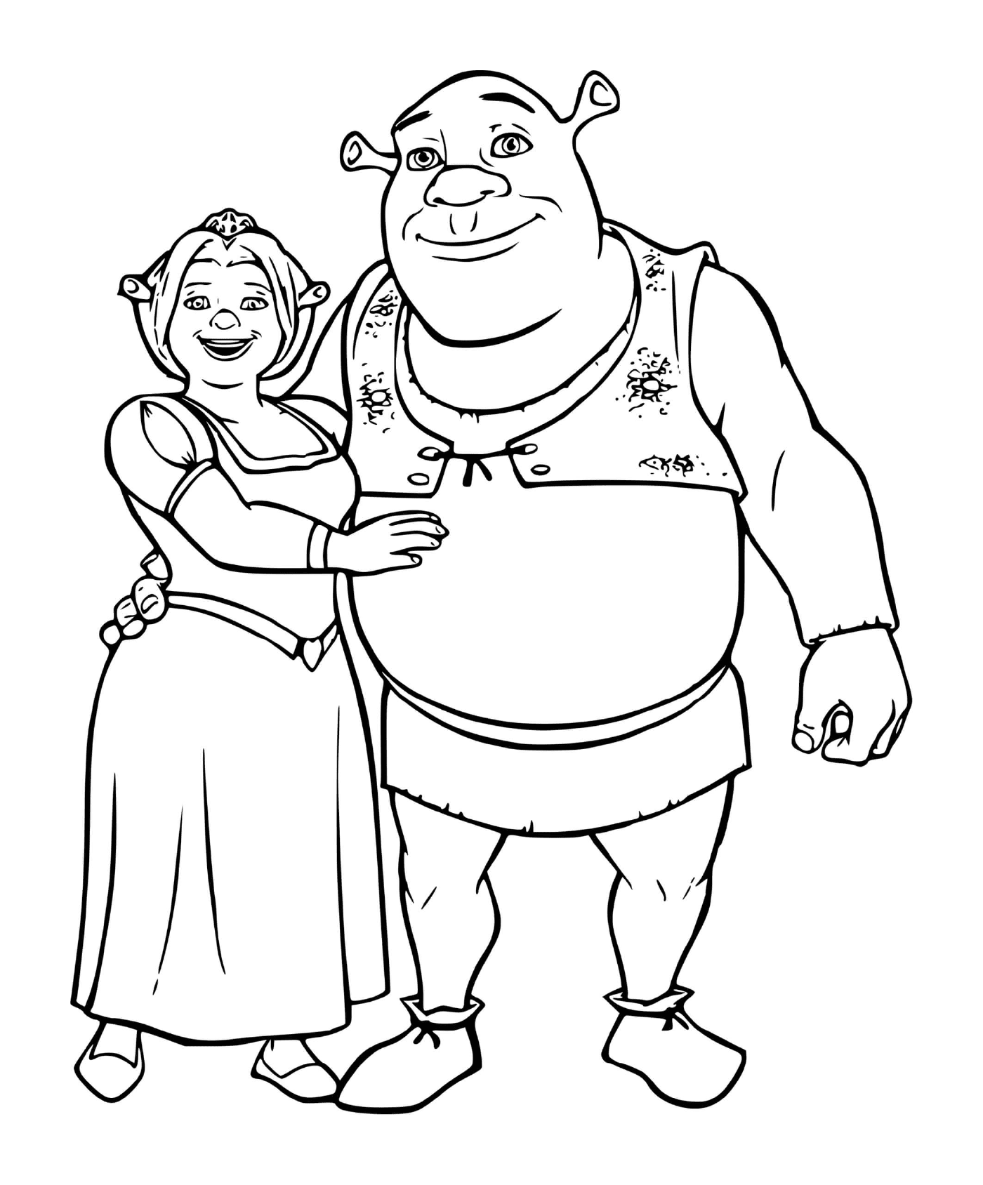 coloriage Shrek et Fiona