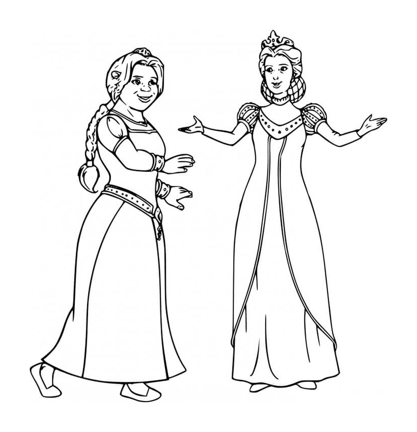 coloriage princesse fiona et sa maman la reine