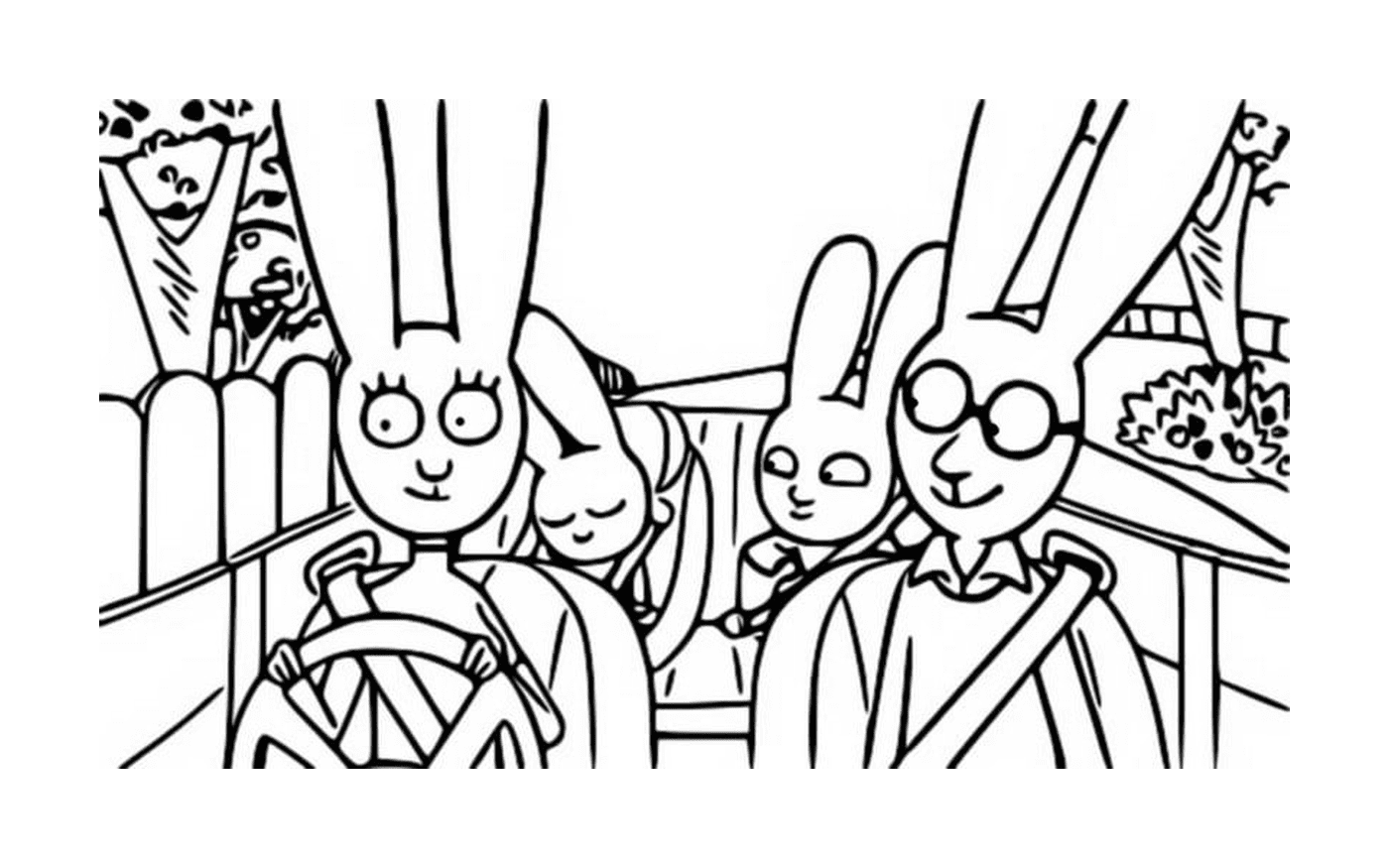 coloriage simon et sa famille dans la voiture en direction de paris