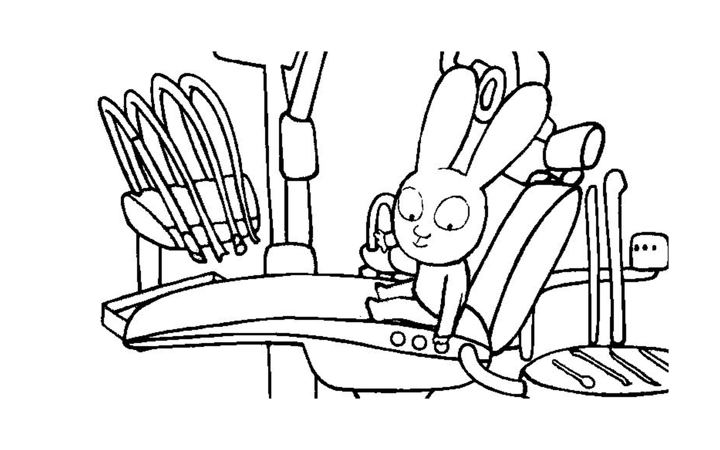 coloriage le petit lapin simon au dentiste