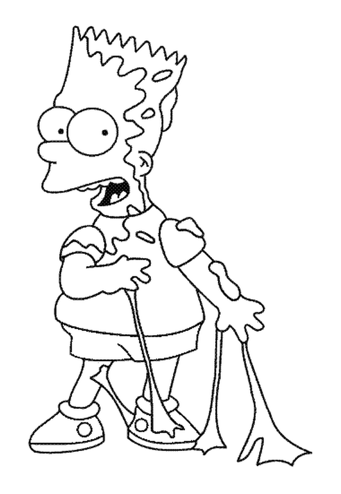 coloriage Bart a du chewing gum