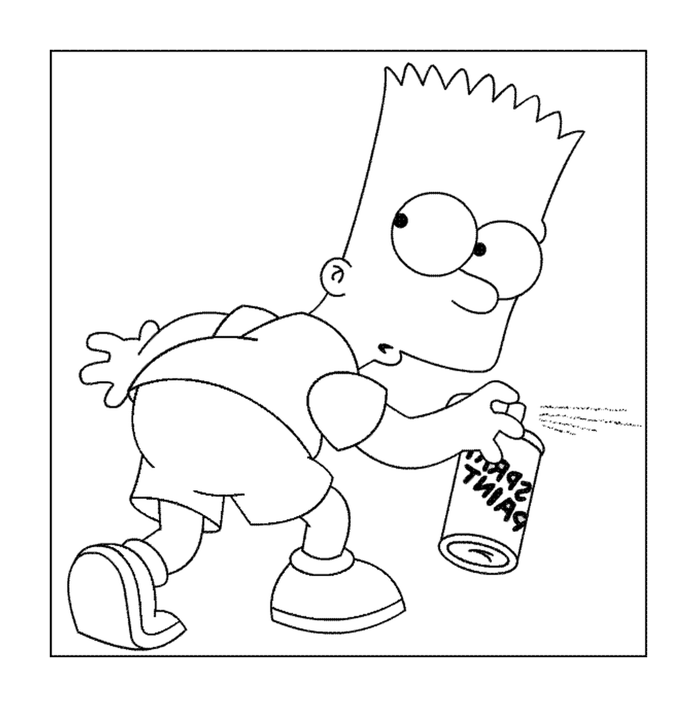 coloriage Bart fait un tag