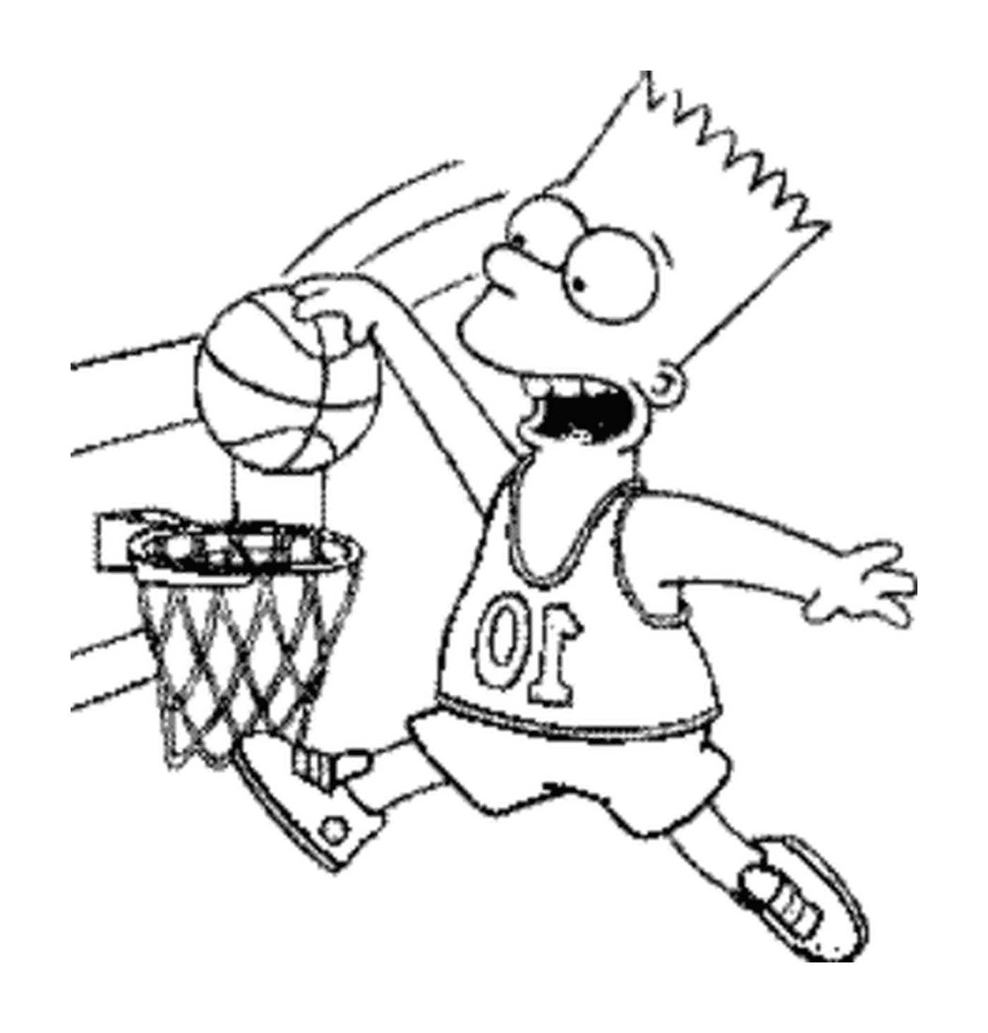 coloriage bart Simpson joue au basketball
