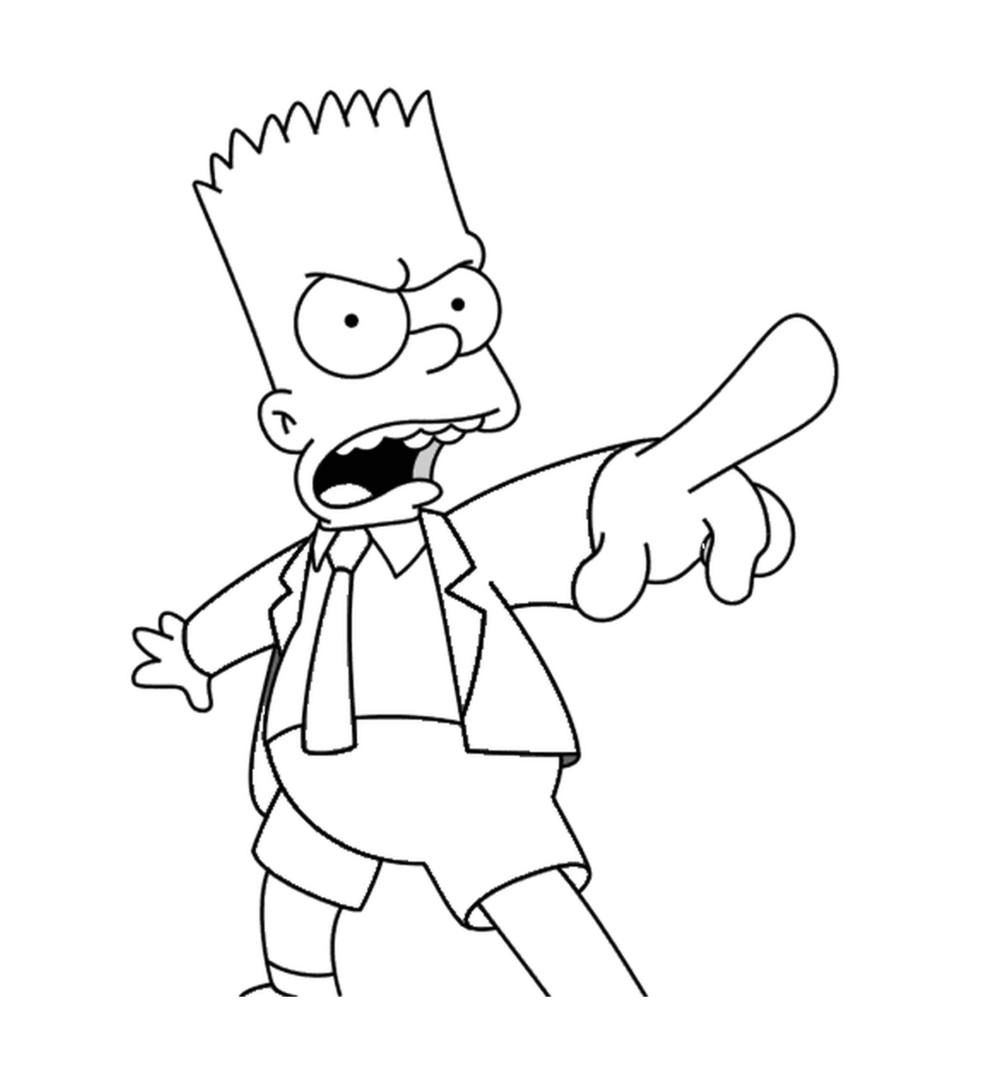 coloriage Bart en colere avec une cravate