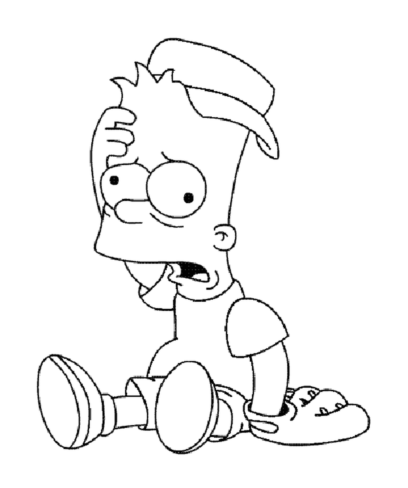 coloriage Bart en joueur de Baseball