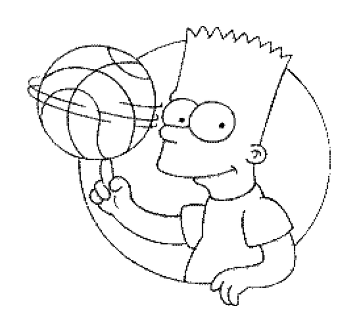 coloriage Bart joue au basket ball