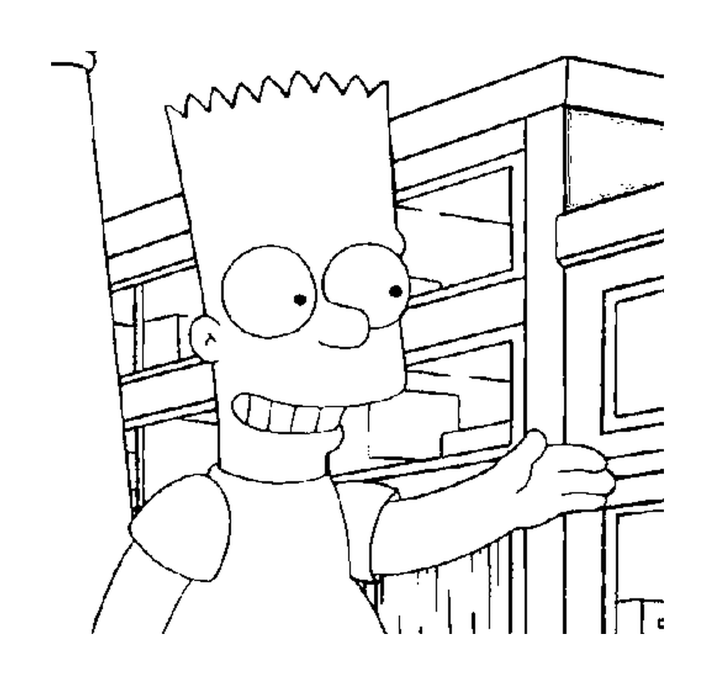 coloriage Bart simpson a la bibliotheque