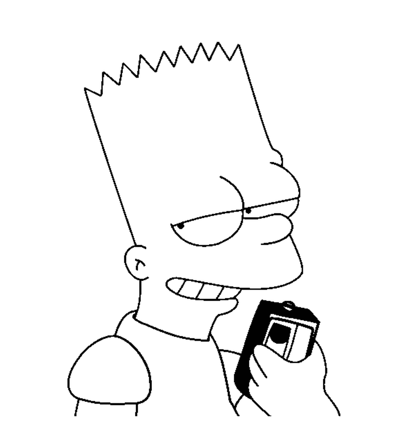 coloriage Bart Simpson tient un magnetophone