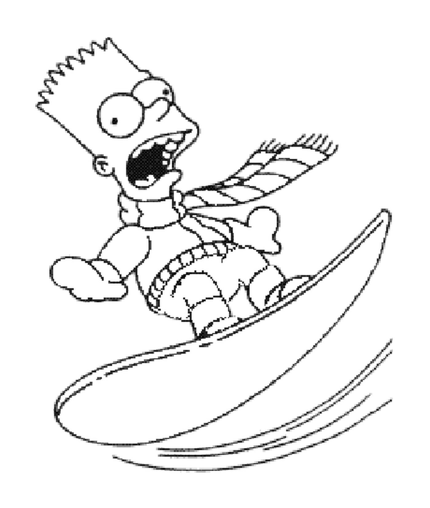 coloriage Bart surf a la neige