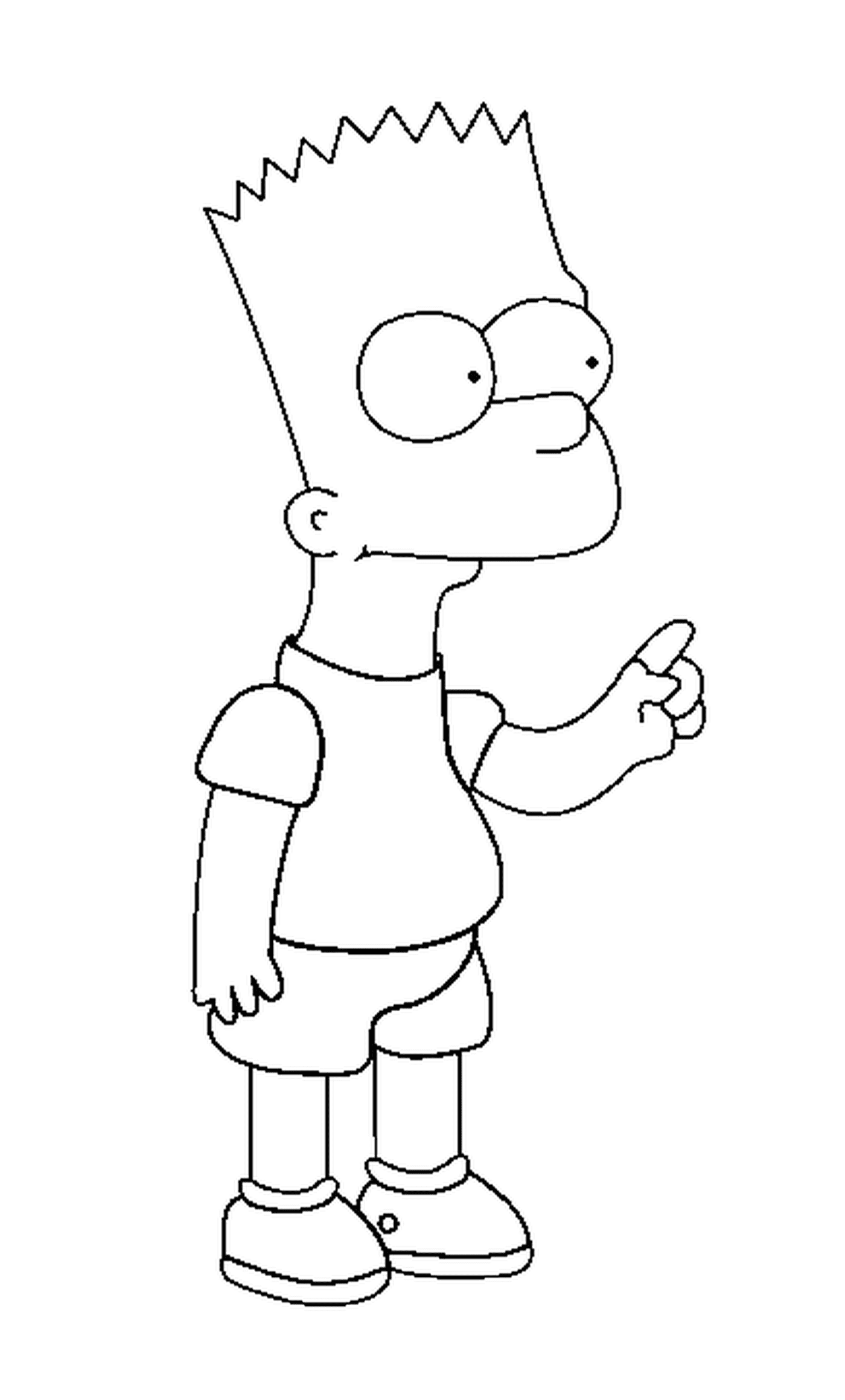 coloriage Bart Simpson leve le doigt