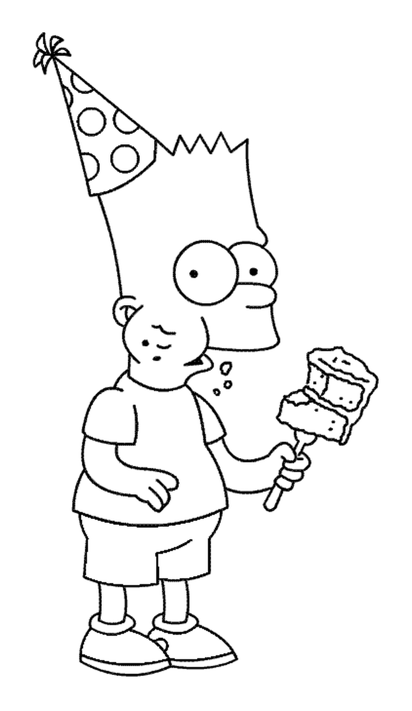 coloriage Bart mange a une fete