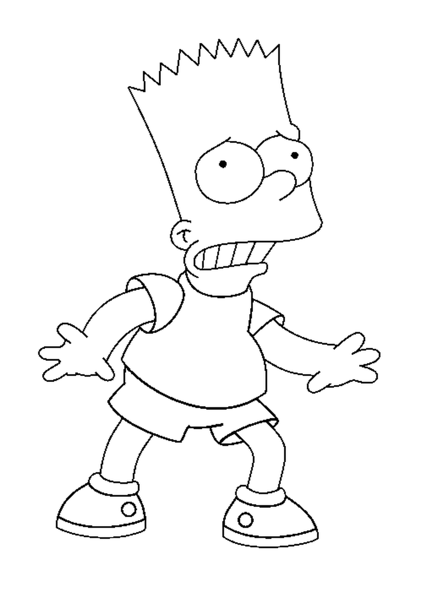 coloriage Bart Simpson a peur
