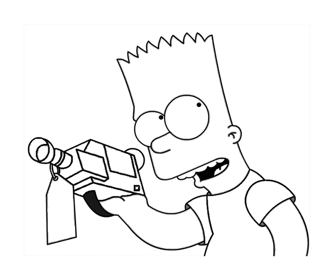 coloriage Bart Simpson avec un camescope