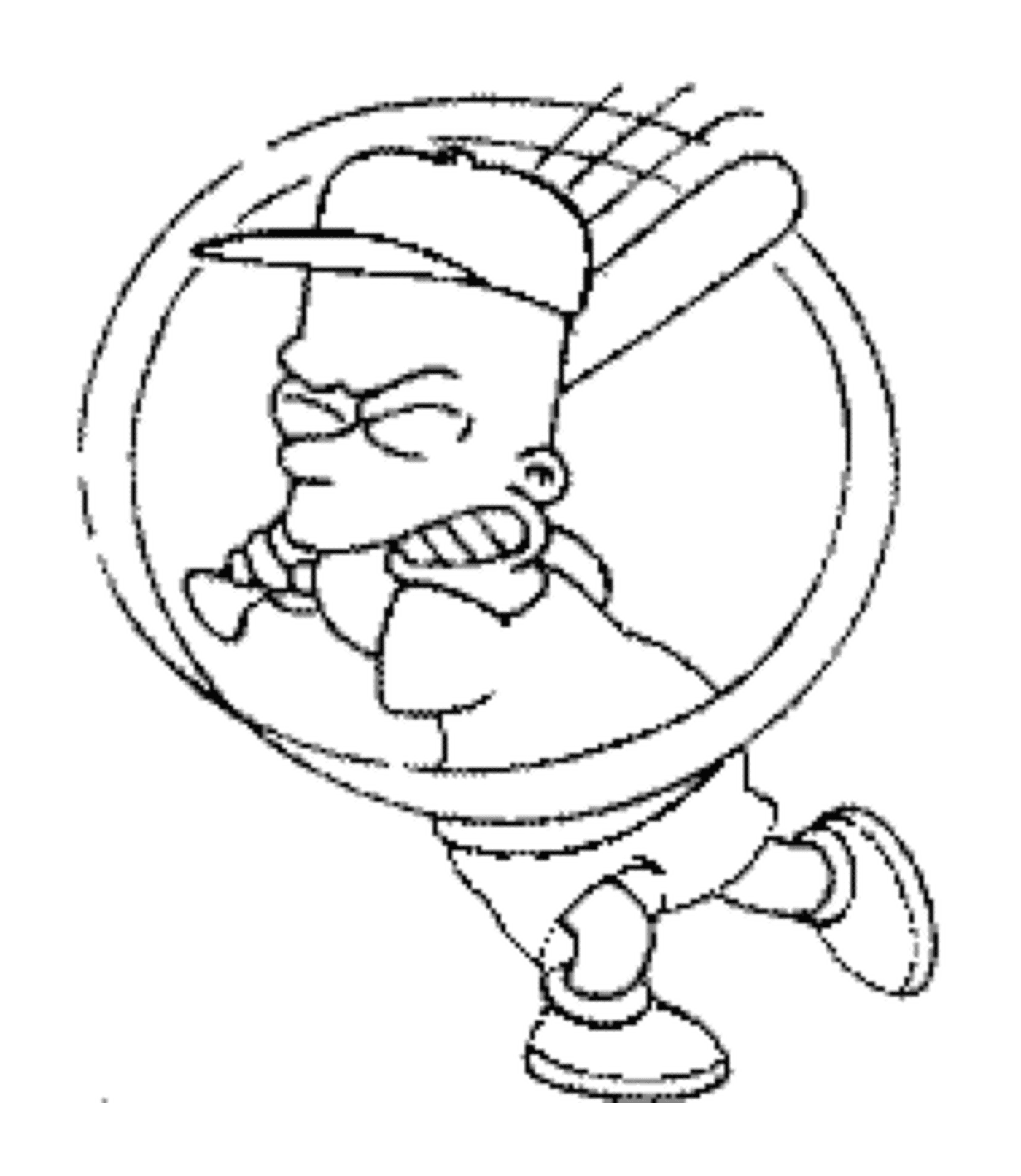 coloriage Bart Simpson joue au base ball
