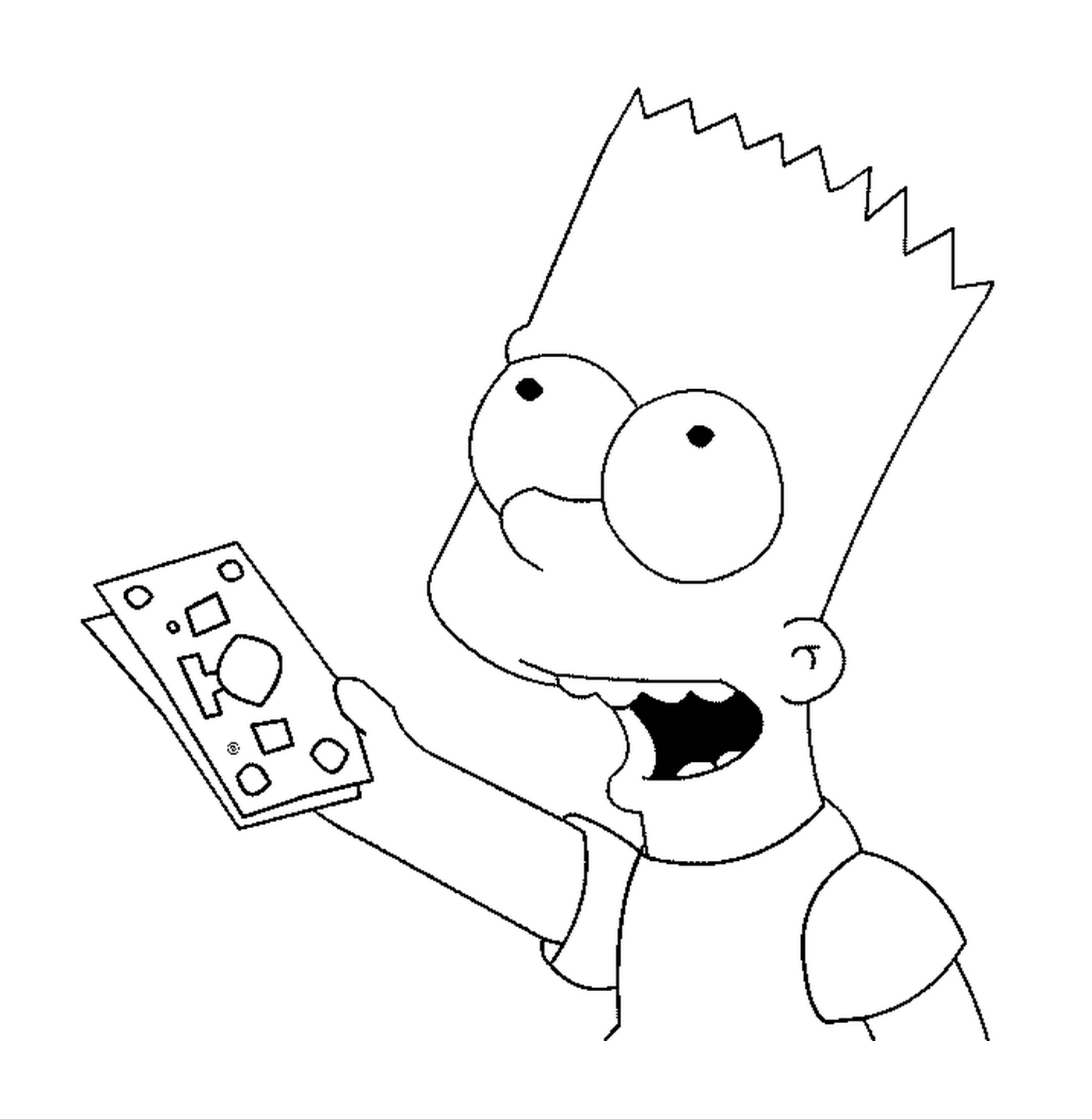 coloriage Bart avec des billets de banque