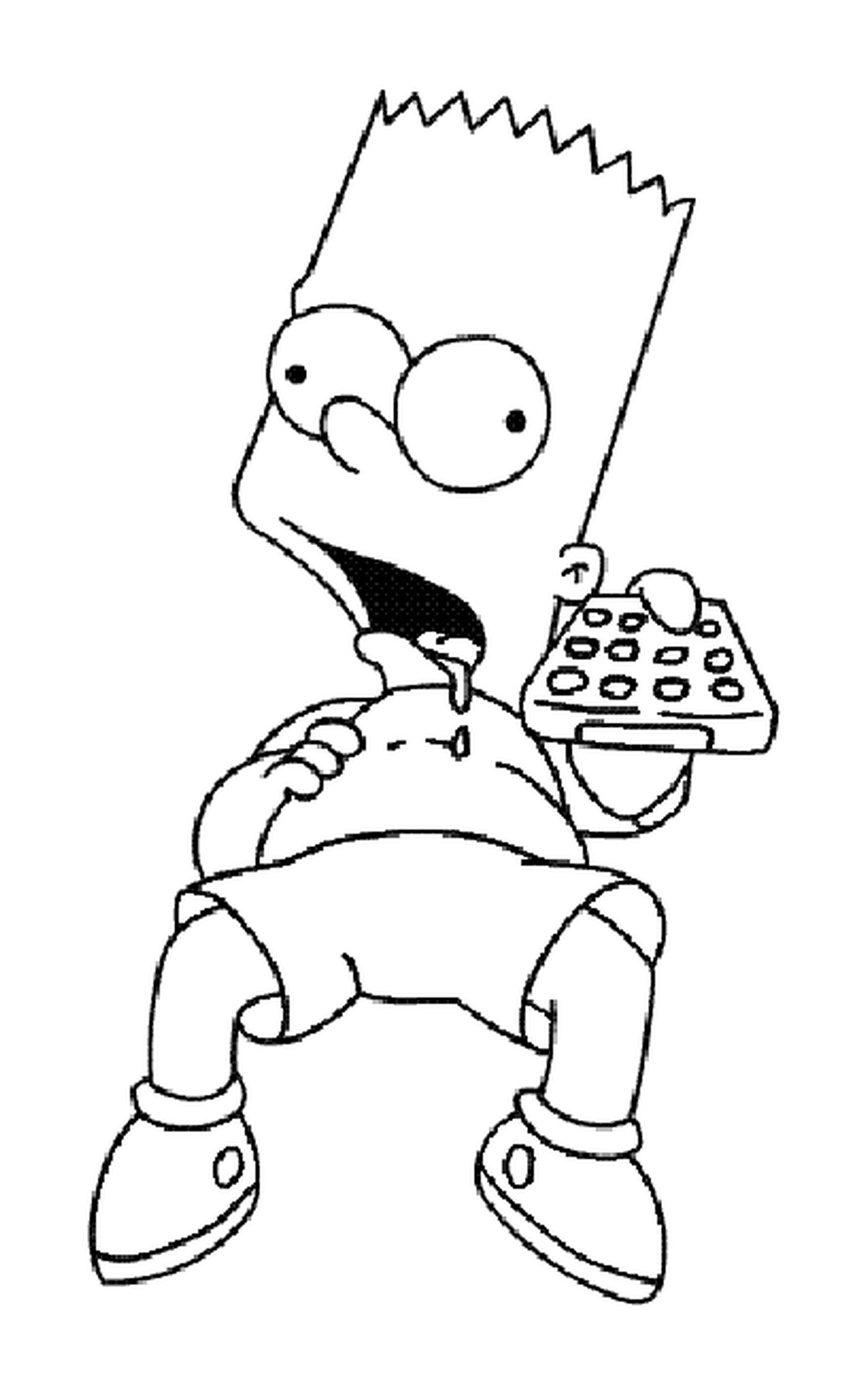 coloriage Bart qui bave devant la tele
