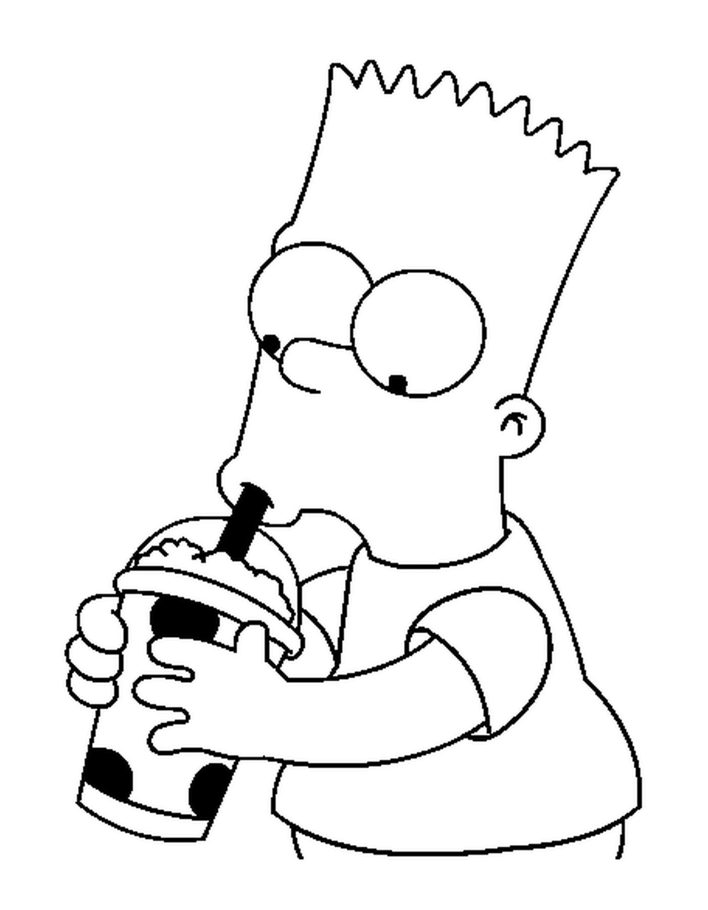 coloriage Bart bois un soda