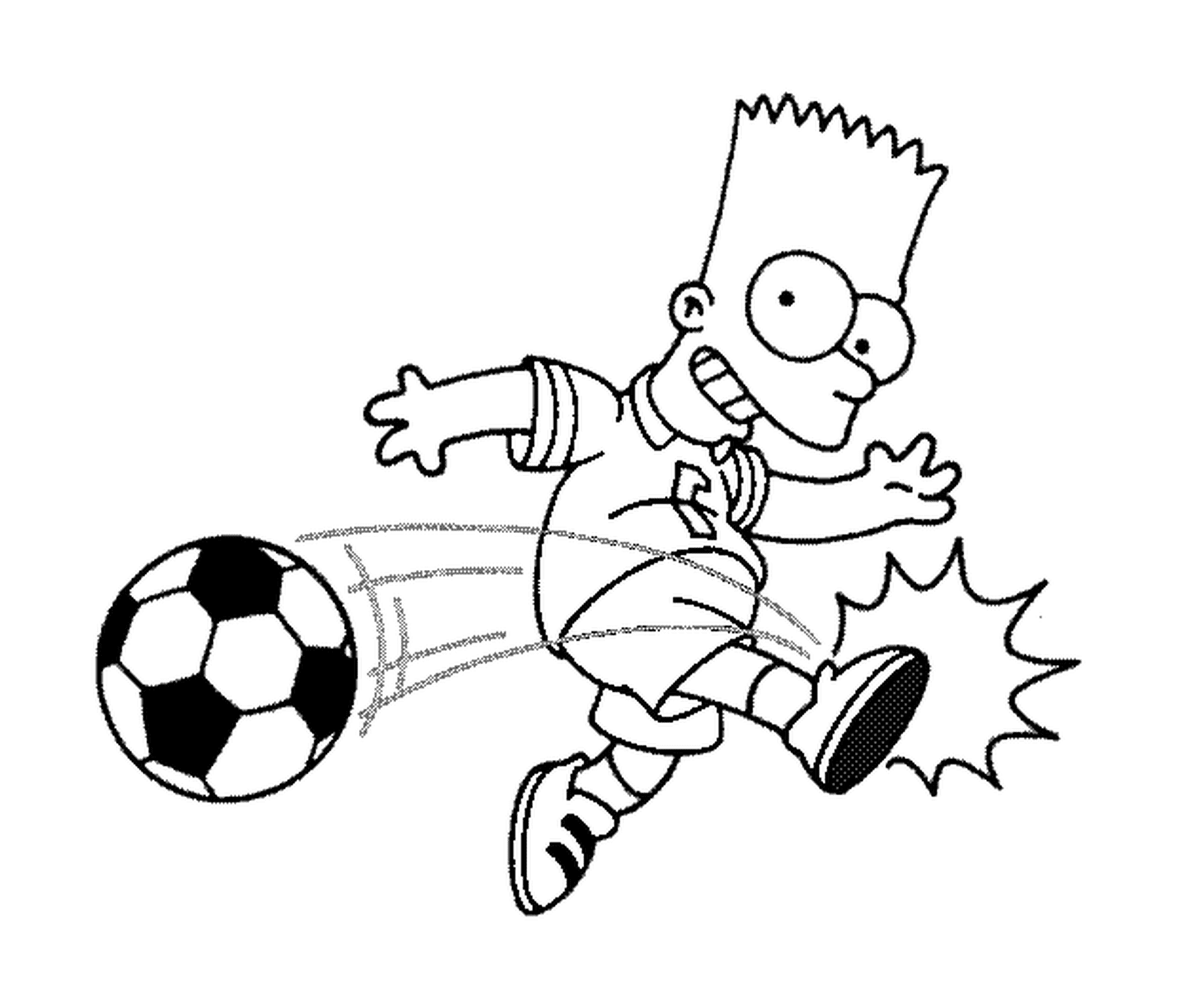 coloriage Bart joue au foot