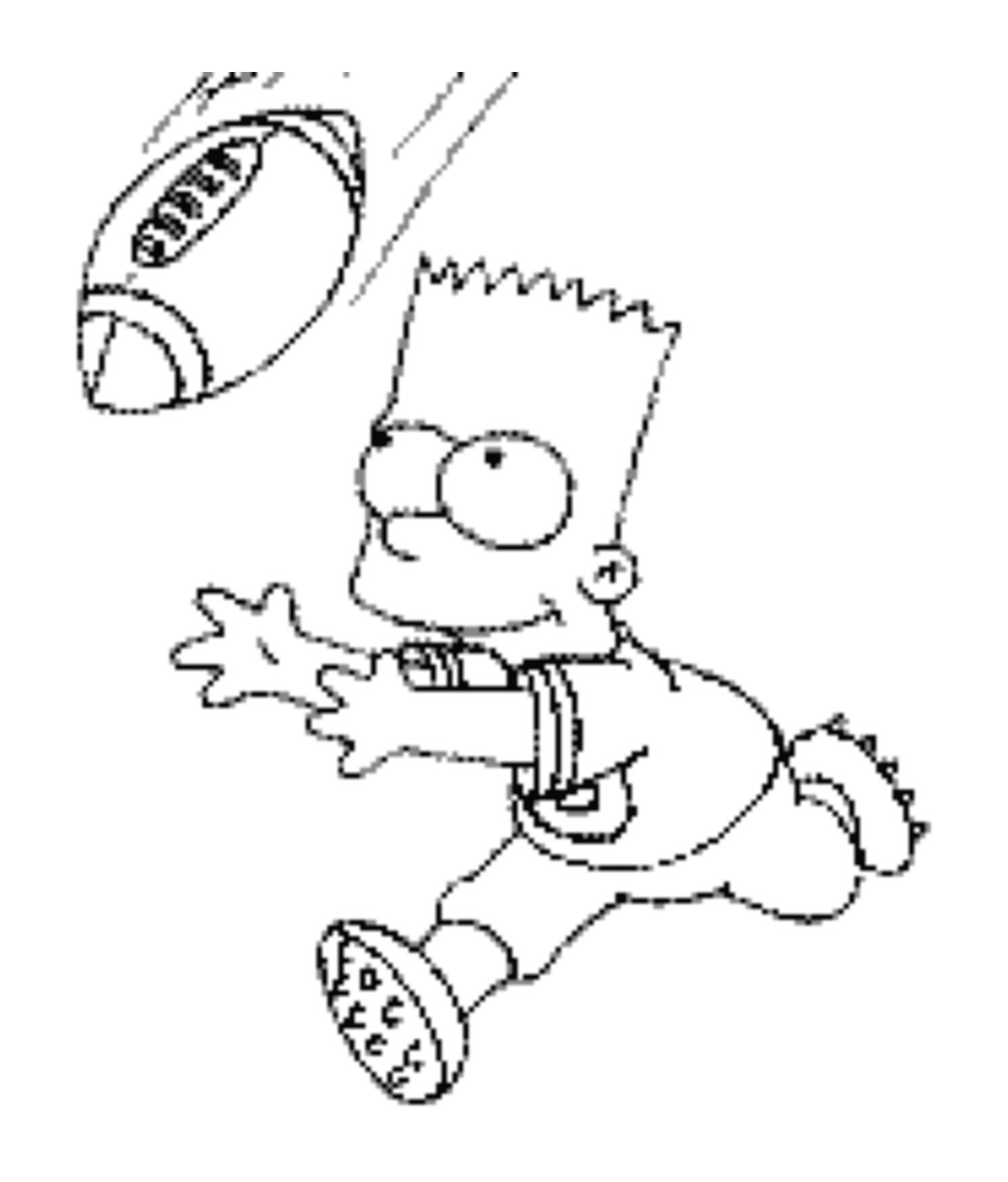 coloriage Bart joue au football americain