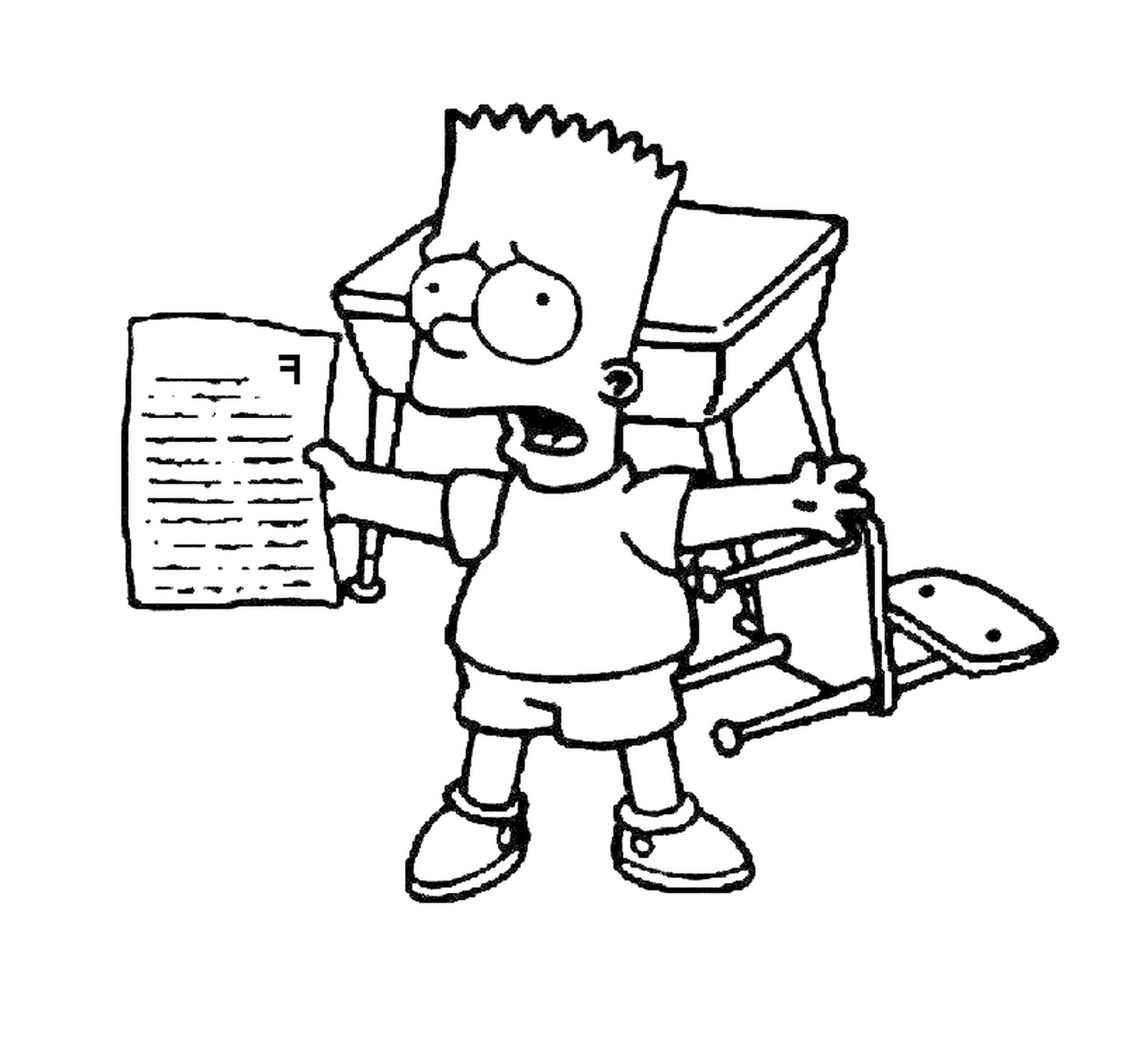 coloriage bart a une mauvaise note