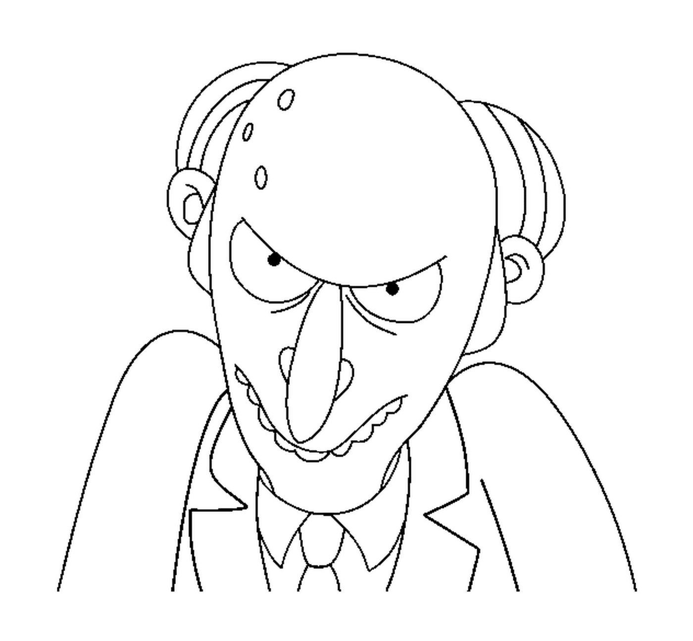 coloriage dessin simpson Mr Burns de face