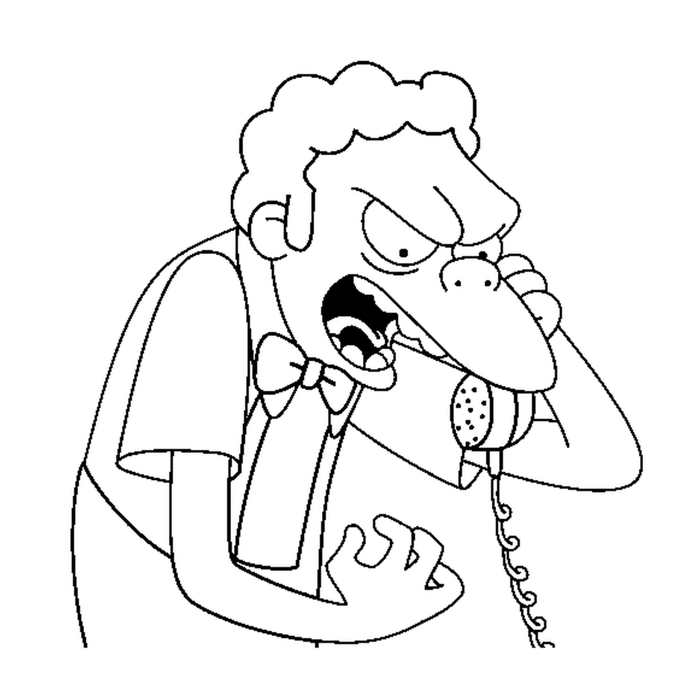 coloriage dessin simpson Moe s enerve au telephone