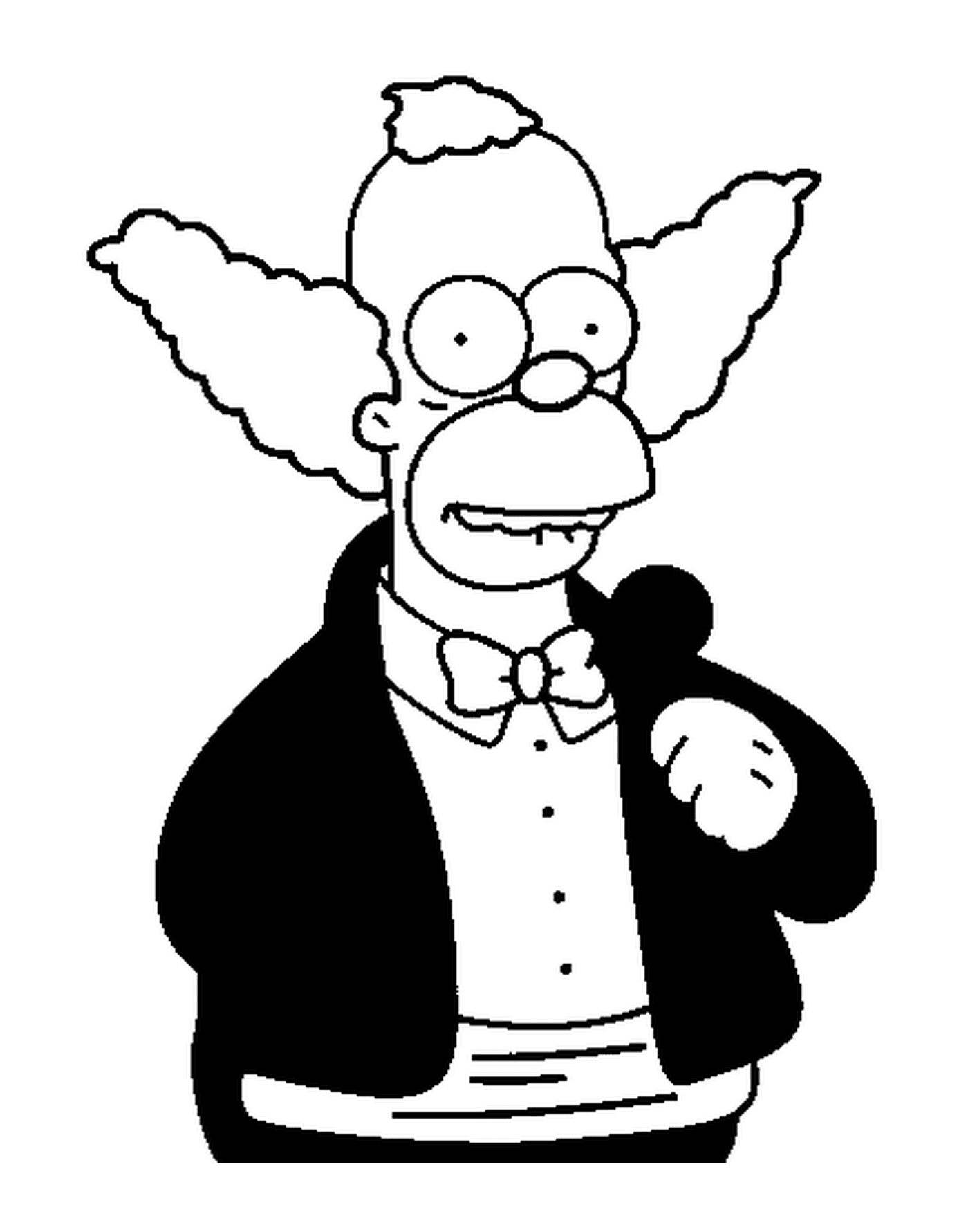 coloriage dessin simpson Krusty en costard