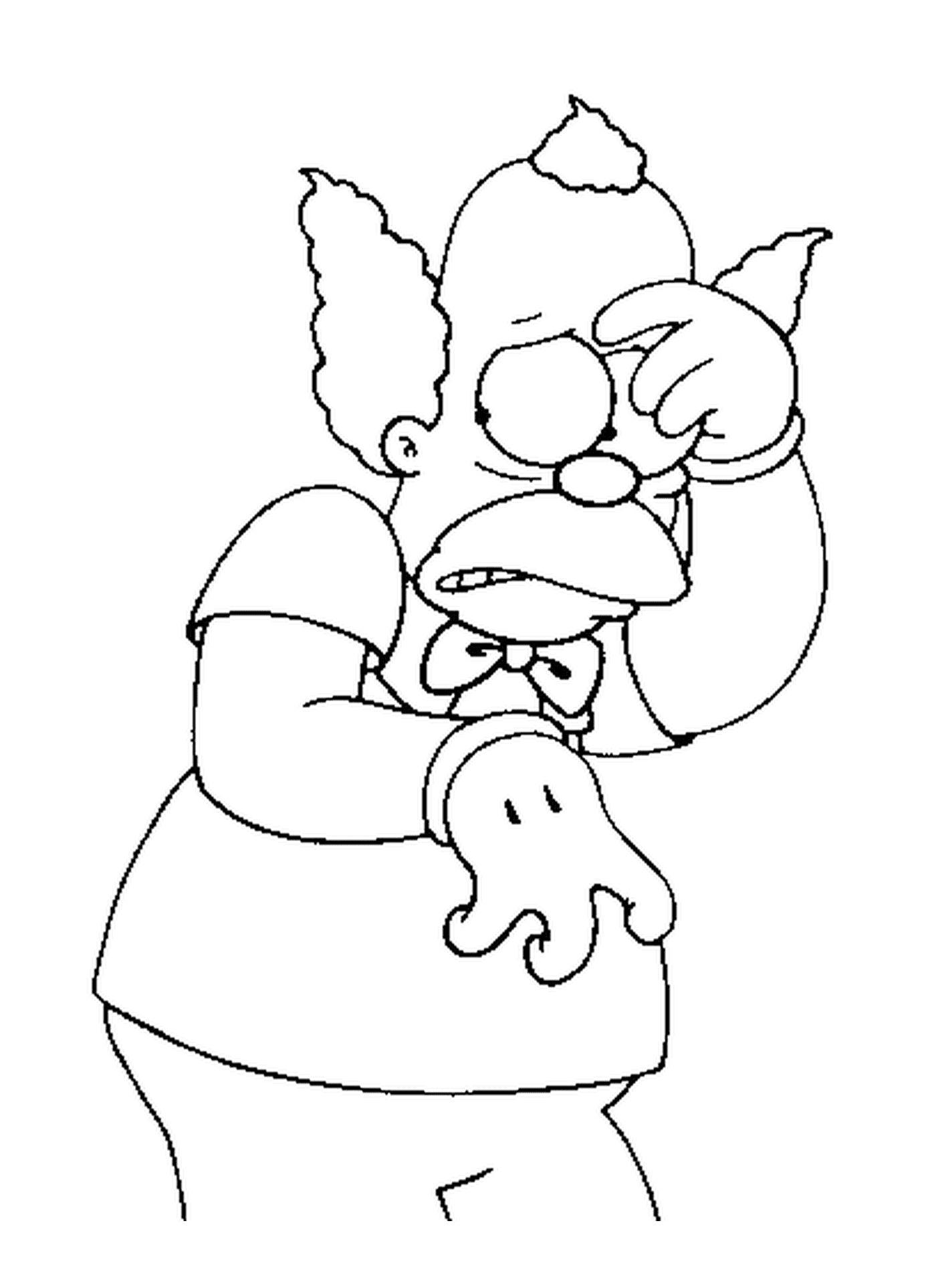 coloriage dessin simpson Krusty a peur