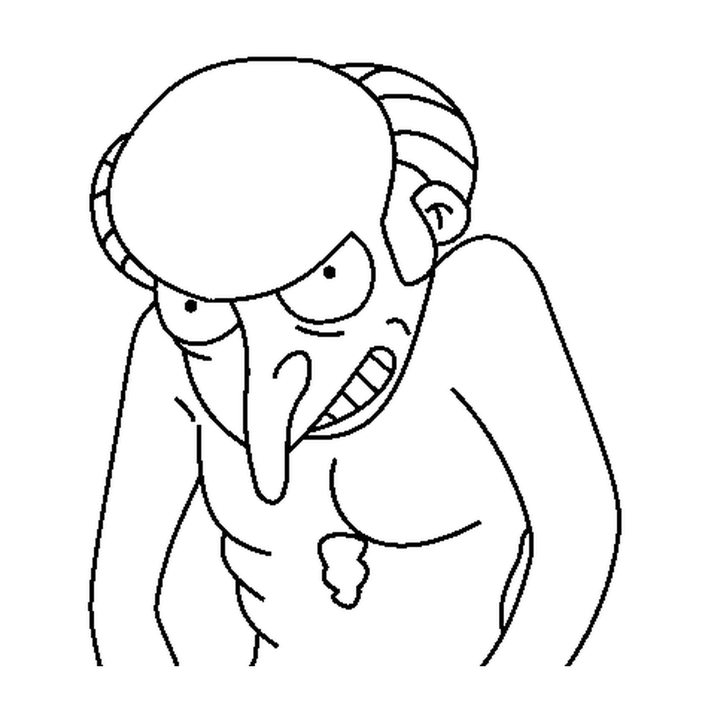 coloriage dessin simpson Mr Burns sans vetement