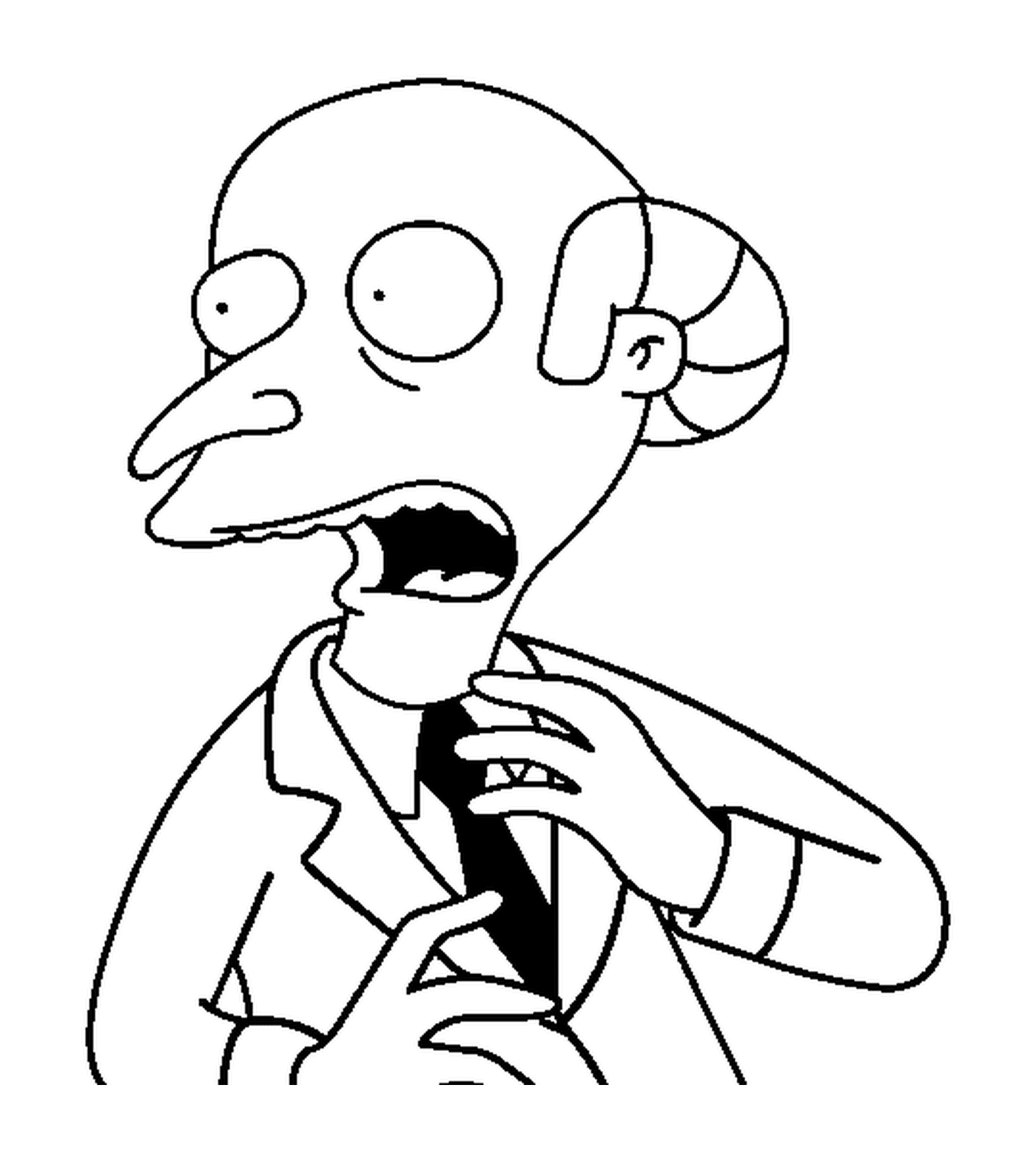 coloriage dessin simpson Mr Burns a peur