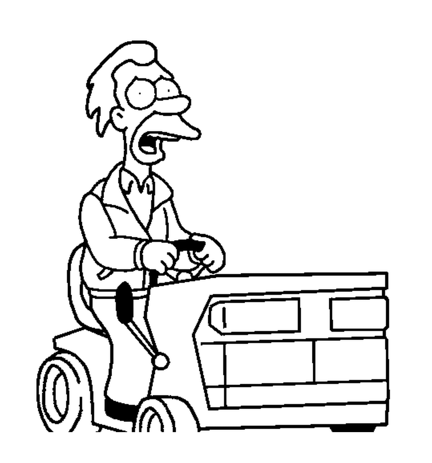 coloriage dessin simpson Lenny conduit un tracteur