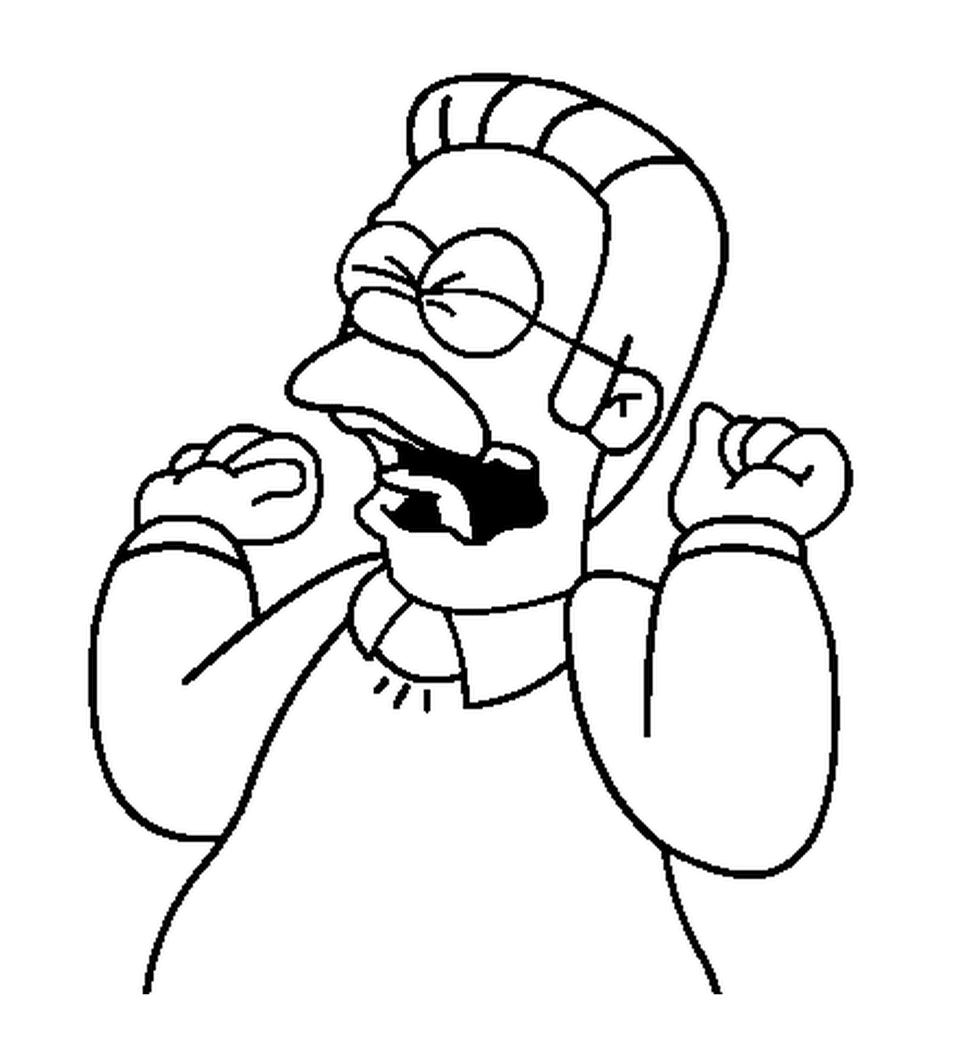 coloriage dessin simpson Ned Flanders qui baille