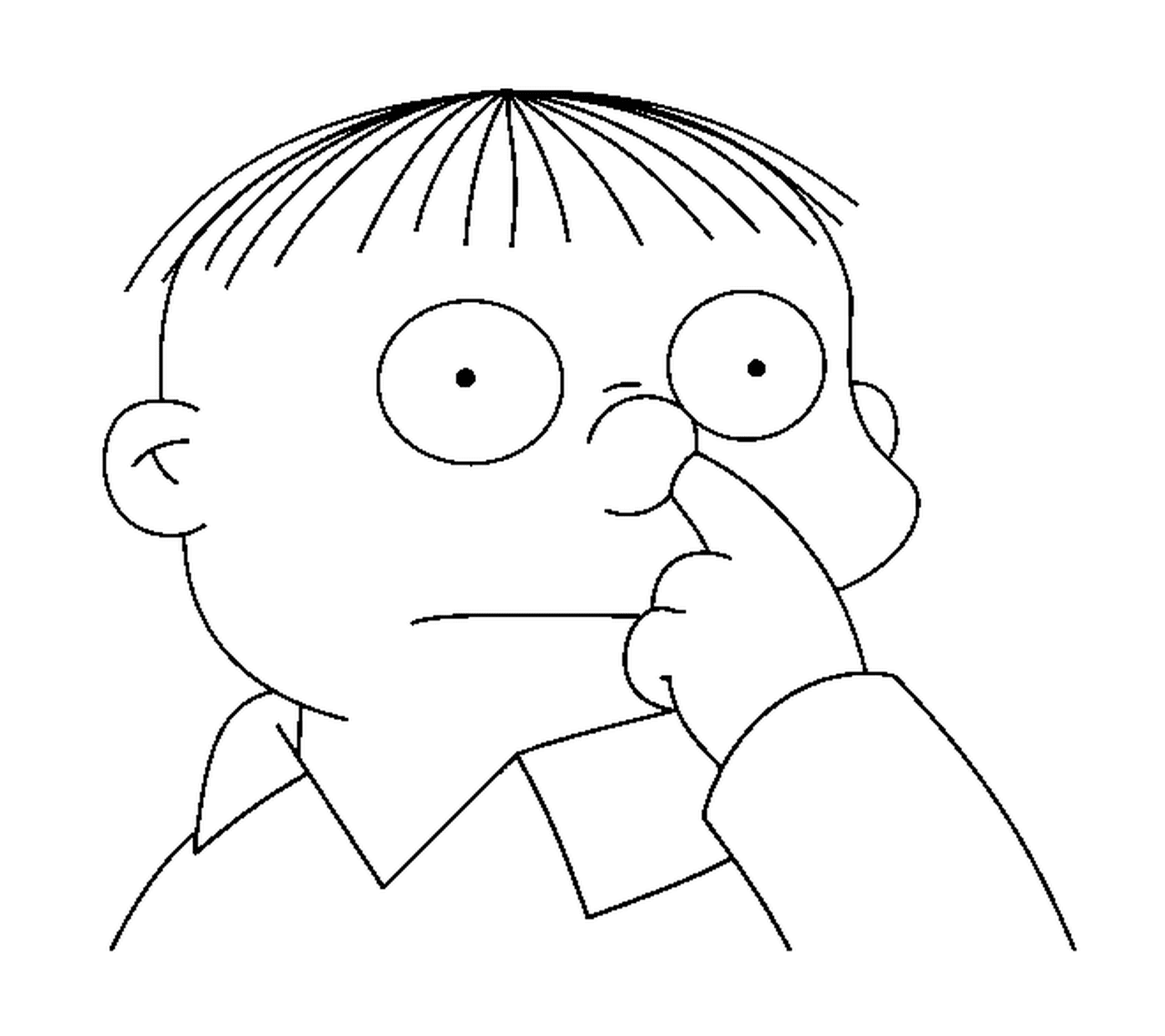 coloriage dessin simpson Ralph avec doigt dans le nez
