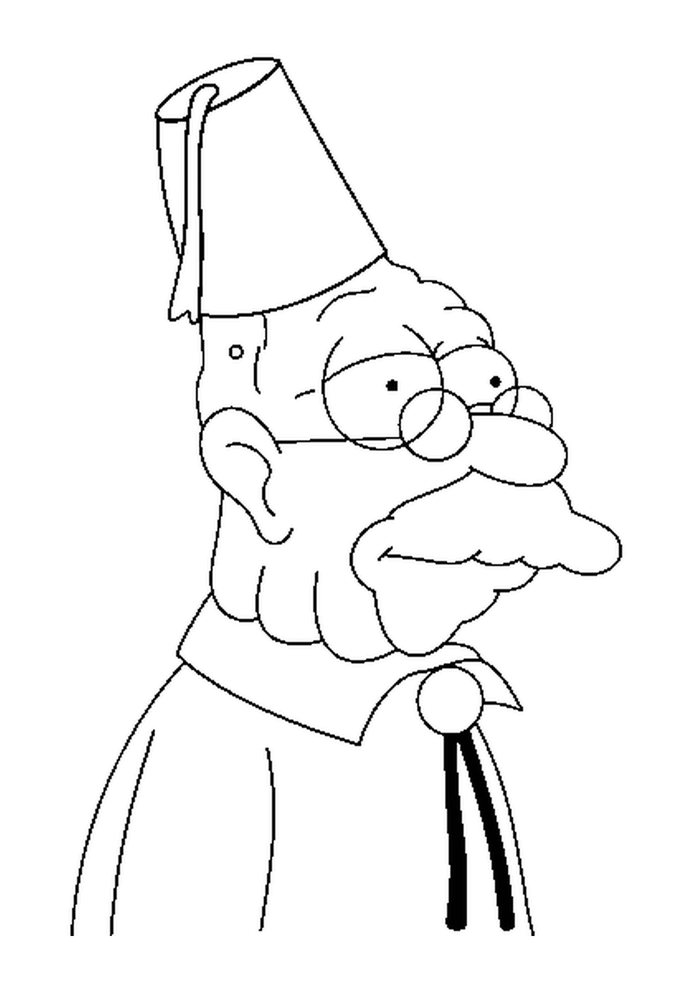coloriage dessin simpson Abraham porte un chapeau rouge