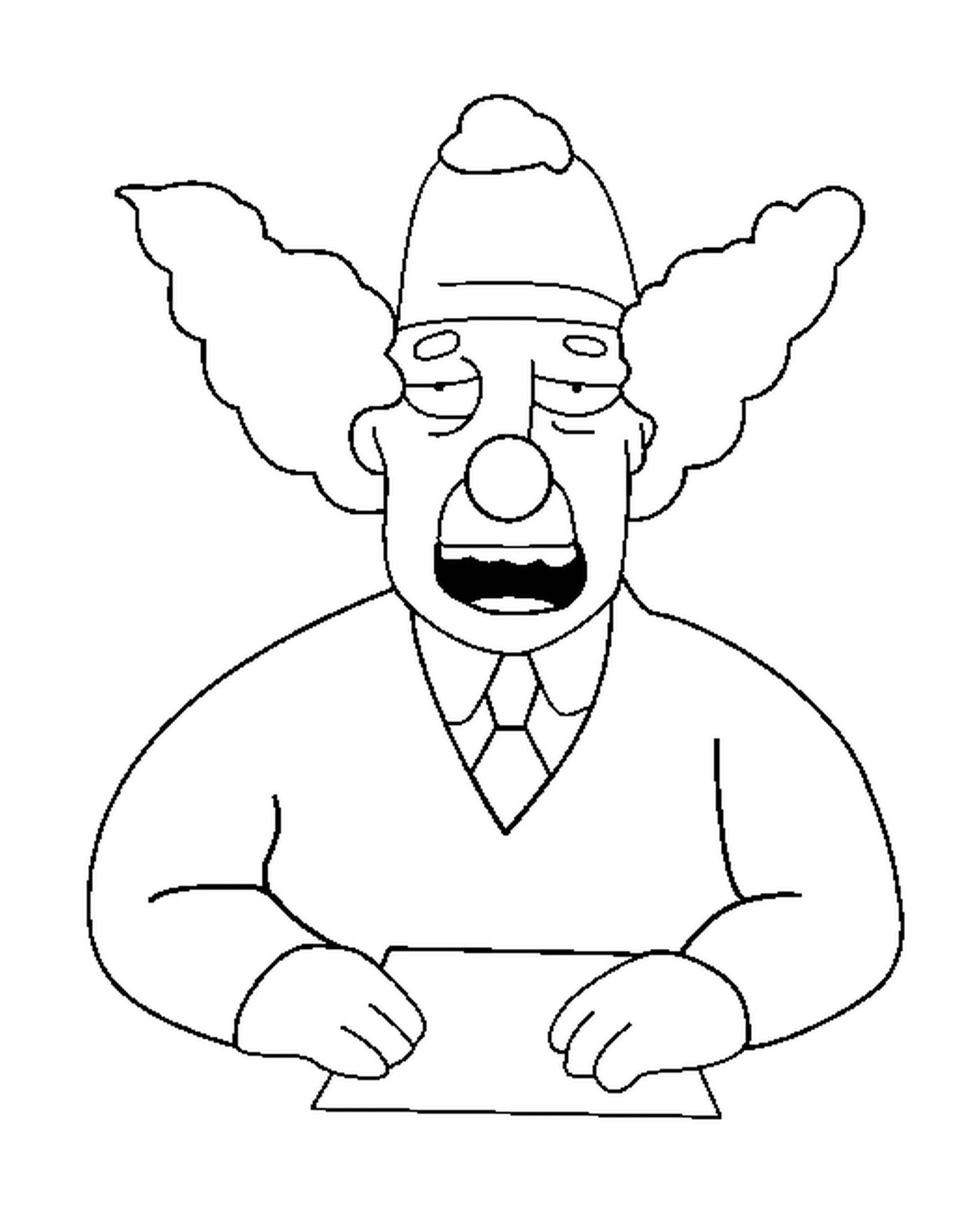 coloriage dessin simpson Kent Brockman en clown