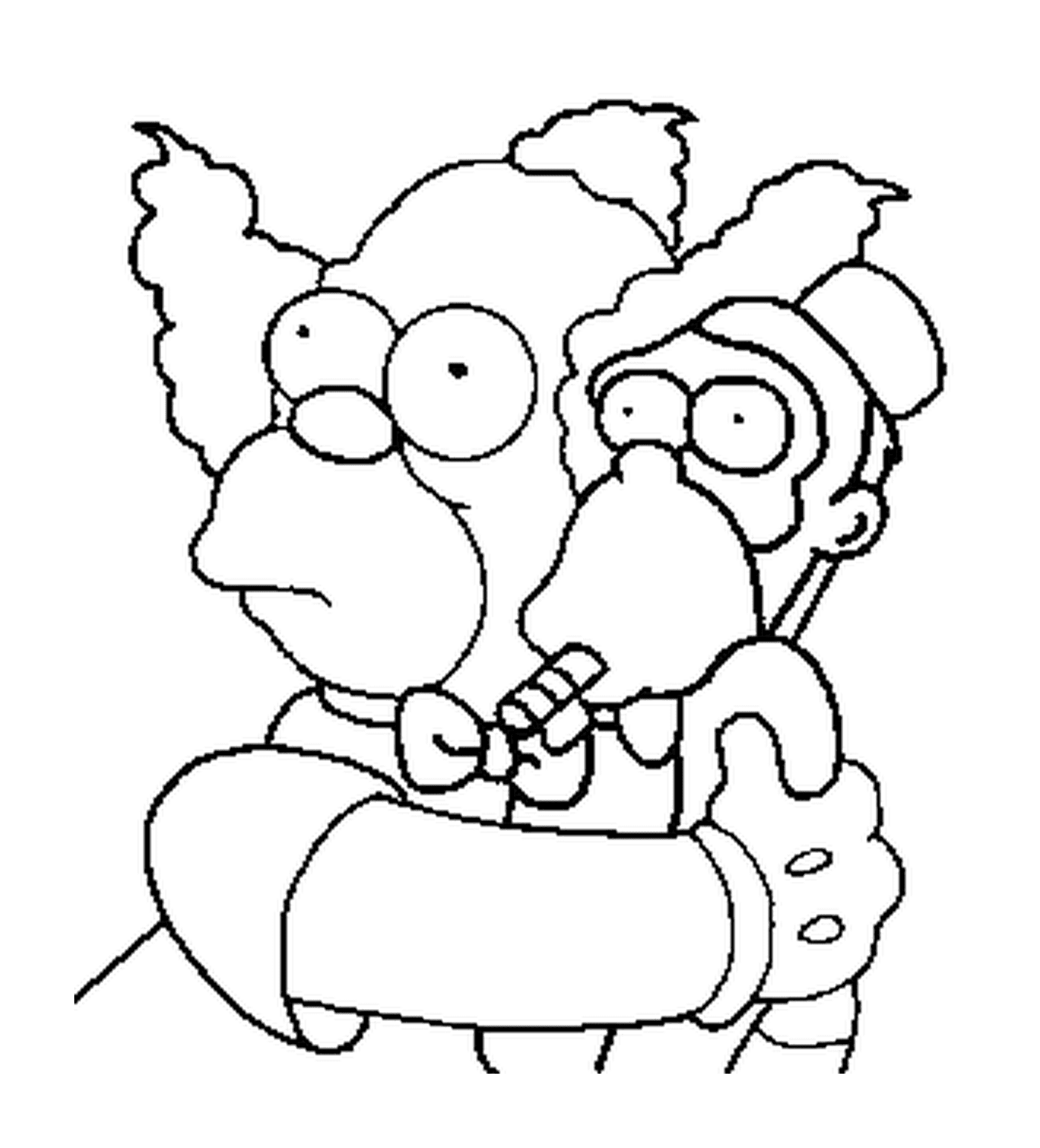 coloriage dessin simpson Krusty et le singe Teeny